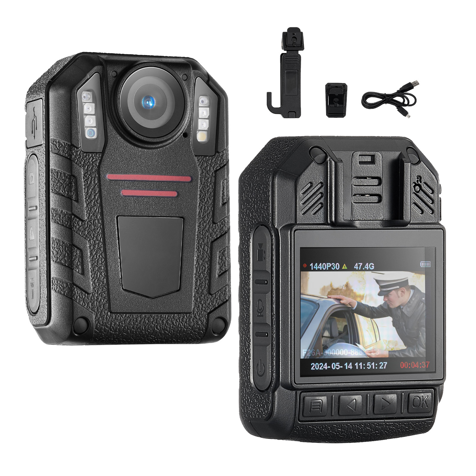 1440P Police Body Camera 64/128G Body Cam with 2850/3500 mAh Battery Night - Picture 3 of 36