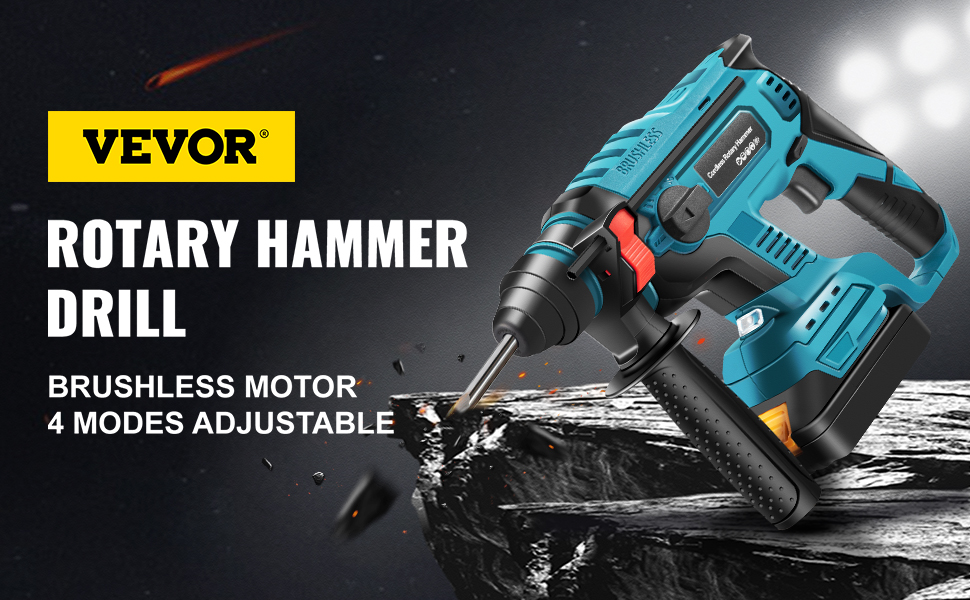 VEVOR SDSPlus Rotary Hammer Drill, 900 rpm & 450 bpm Variable Speed Electric Hammer, 4