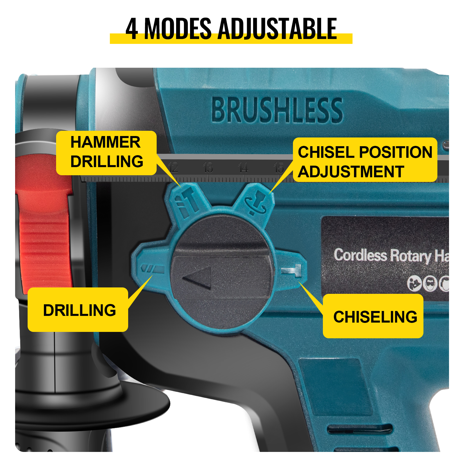 VEVOR SDSPlus Rotary Hammer Drill, 900 rpm & 450 bpm Variable Speed