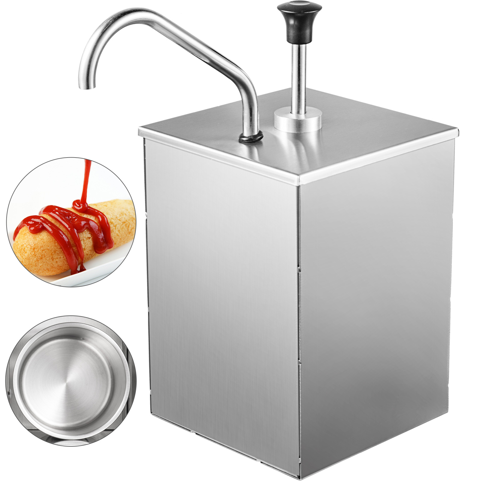 Edelstahl Pump Soßenspender Dispenser 4L Saucenspender Senf Ketchup Spender 