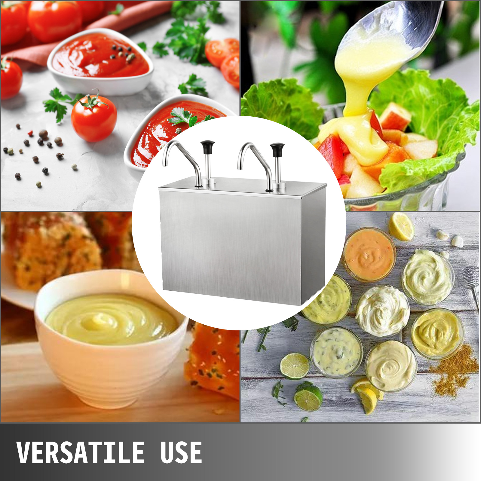 Stainless Steel Sauce Dispenser Dispensing Machine Condiment Pump 2 X2