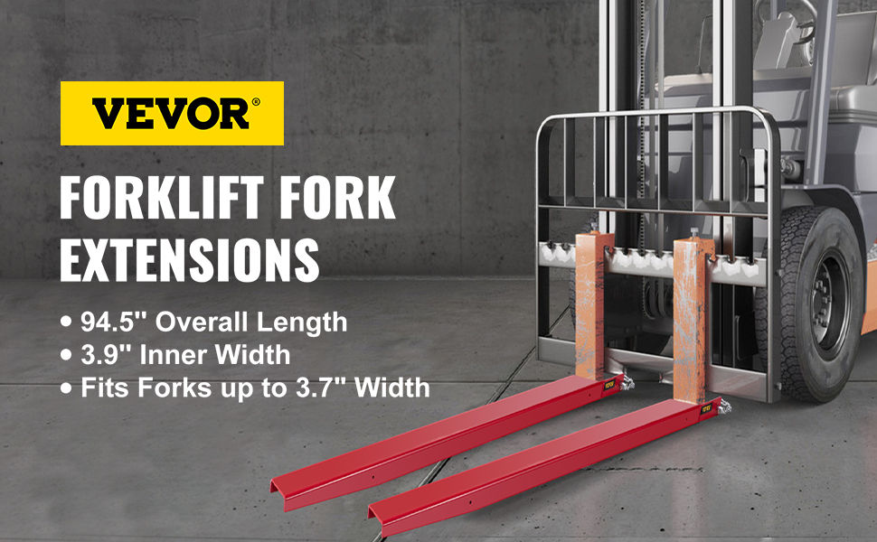 VEVOR Forklift Pallet Fork Extensions, 96" Length x 4" Width Forklift