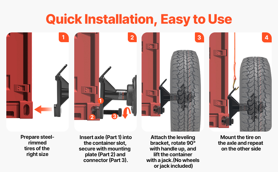 VEVOR Shipping Container Wheels 6-Lug Wheels Kit Shipping