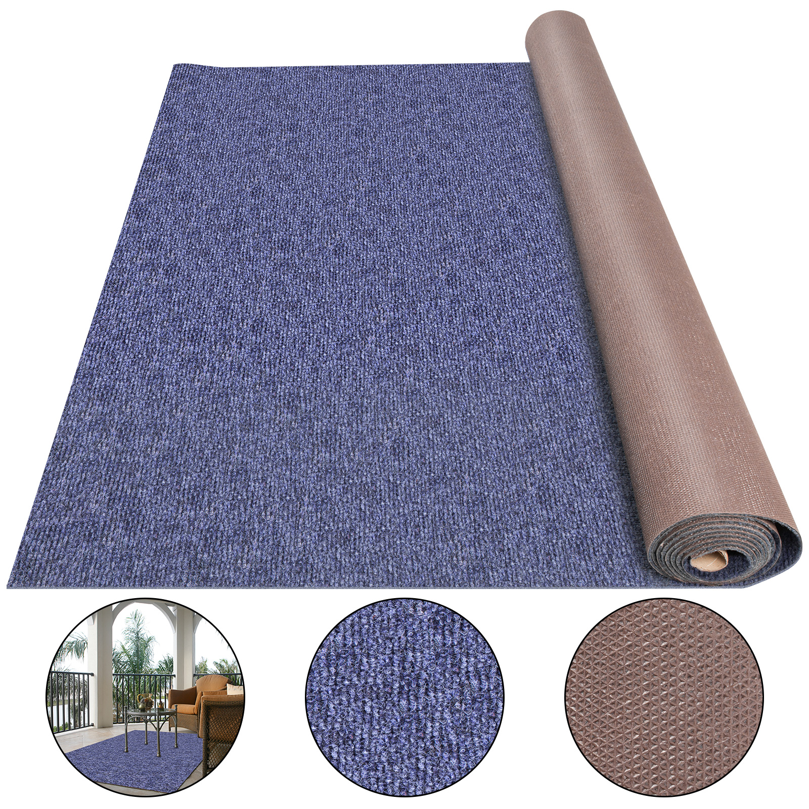 Marineteppich, Bootsteppich, grau / blaue Farbe