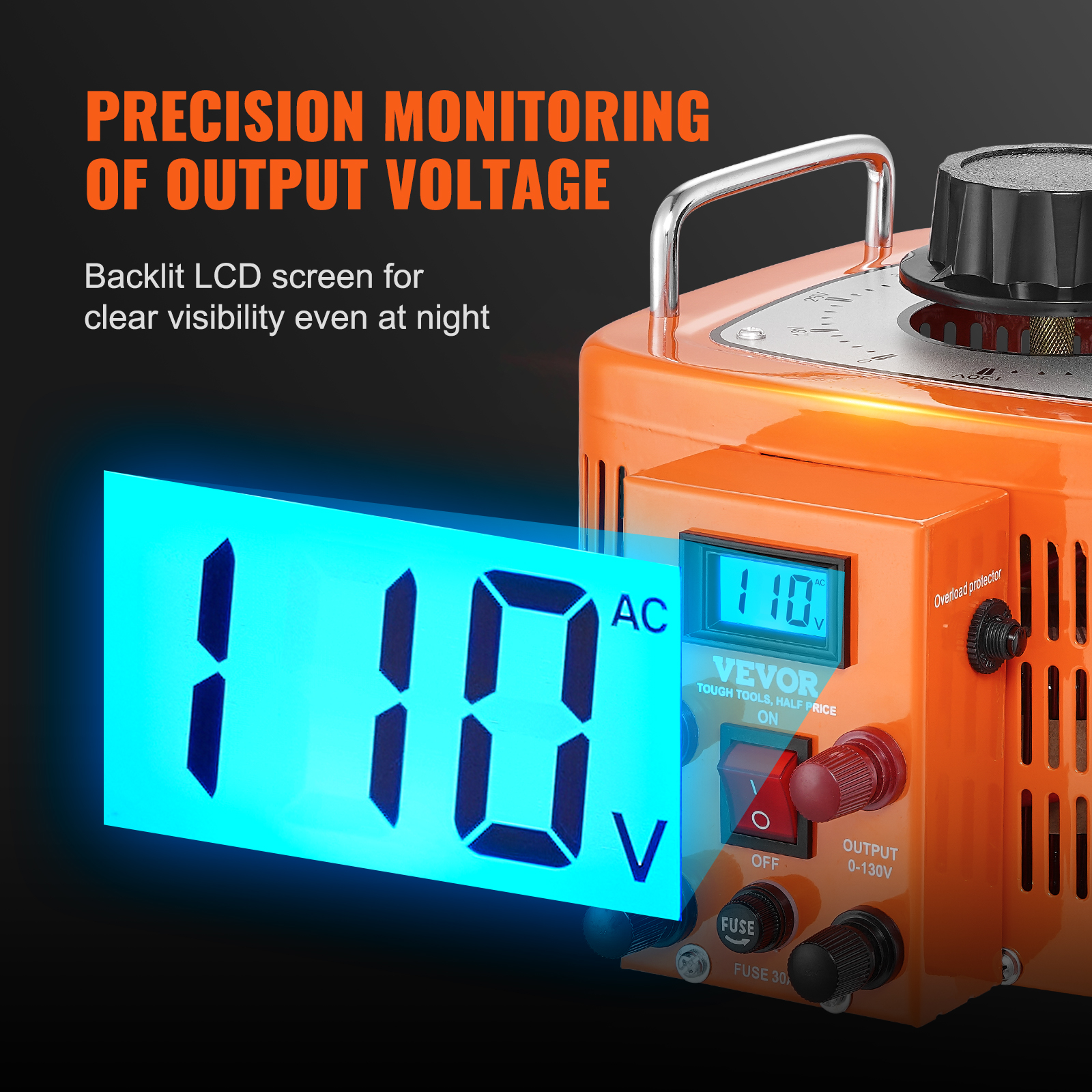 2000/1000/500VA Variable Voltage Transformer 15.3/7.69/3.84A 0-130V - Picture 68 of 74