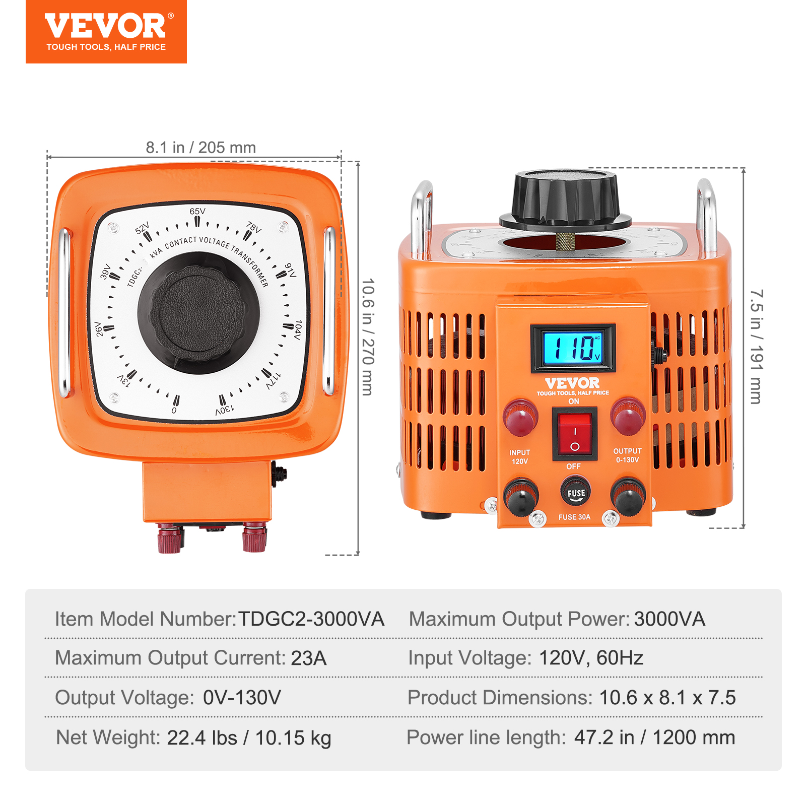 2000/1000/500VA Variable Voltage Transformer 15.3/7.69/3.84A 0-130V - Picture 69 of 74