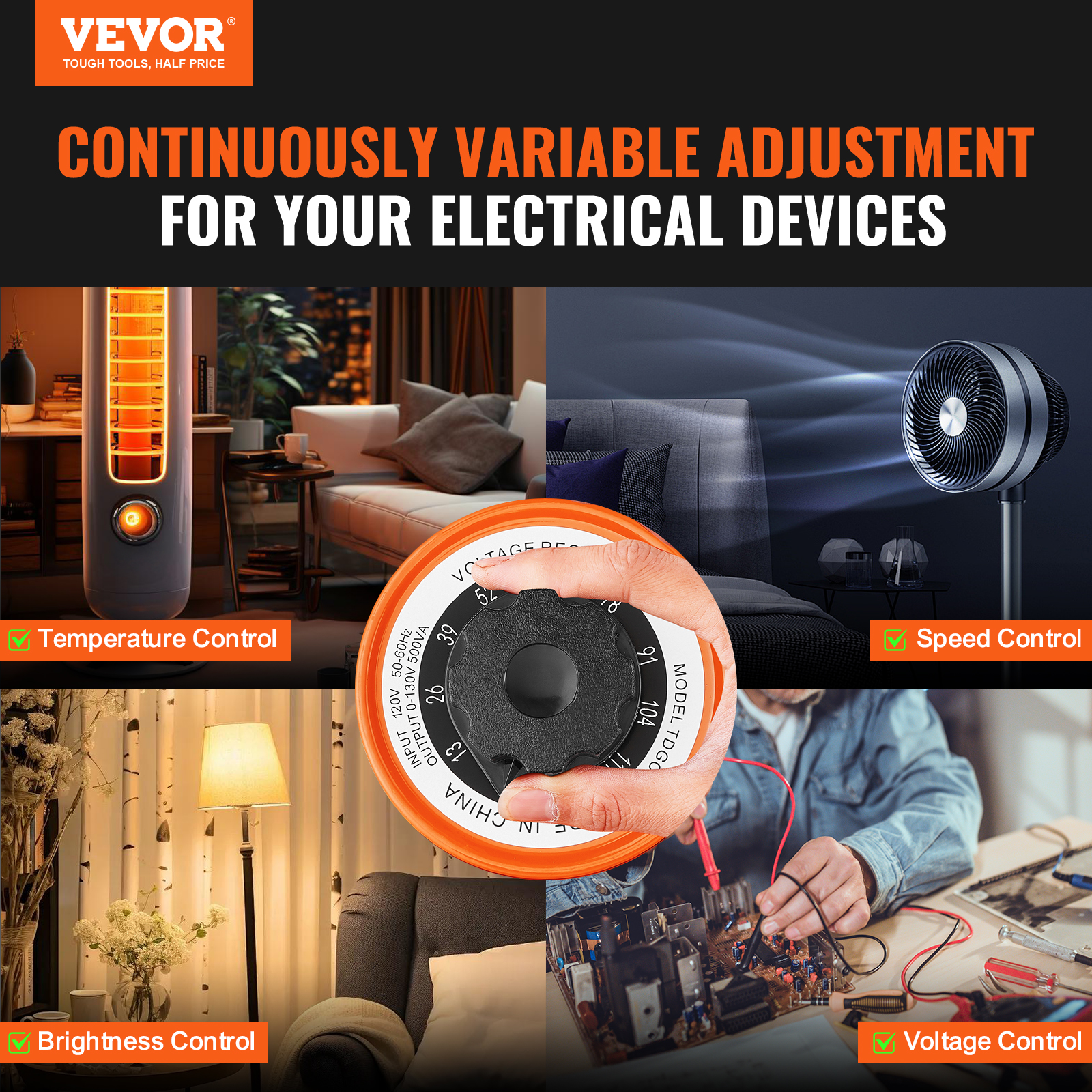 2000/1000/500VA Variable Voltage Transformer 15.3/7.69/3.84A 0-130V - Picture 40 of 74