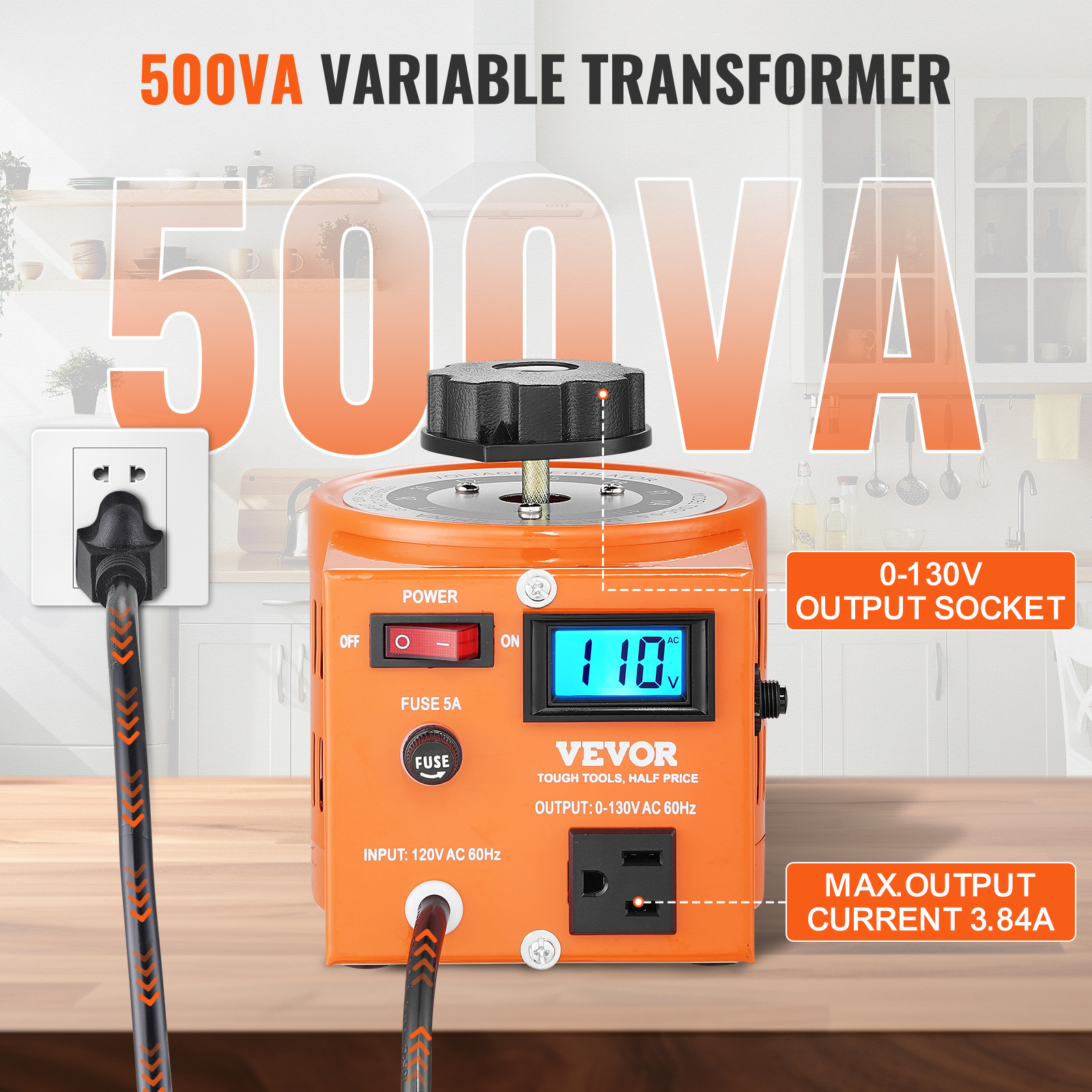 2000/1000/500VA Variable Voltage Transformer 15.3/7.69/3.84A 0-130V - Picture 41 of 74