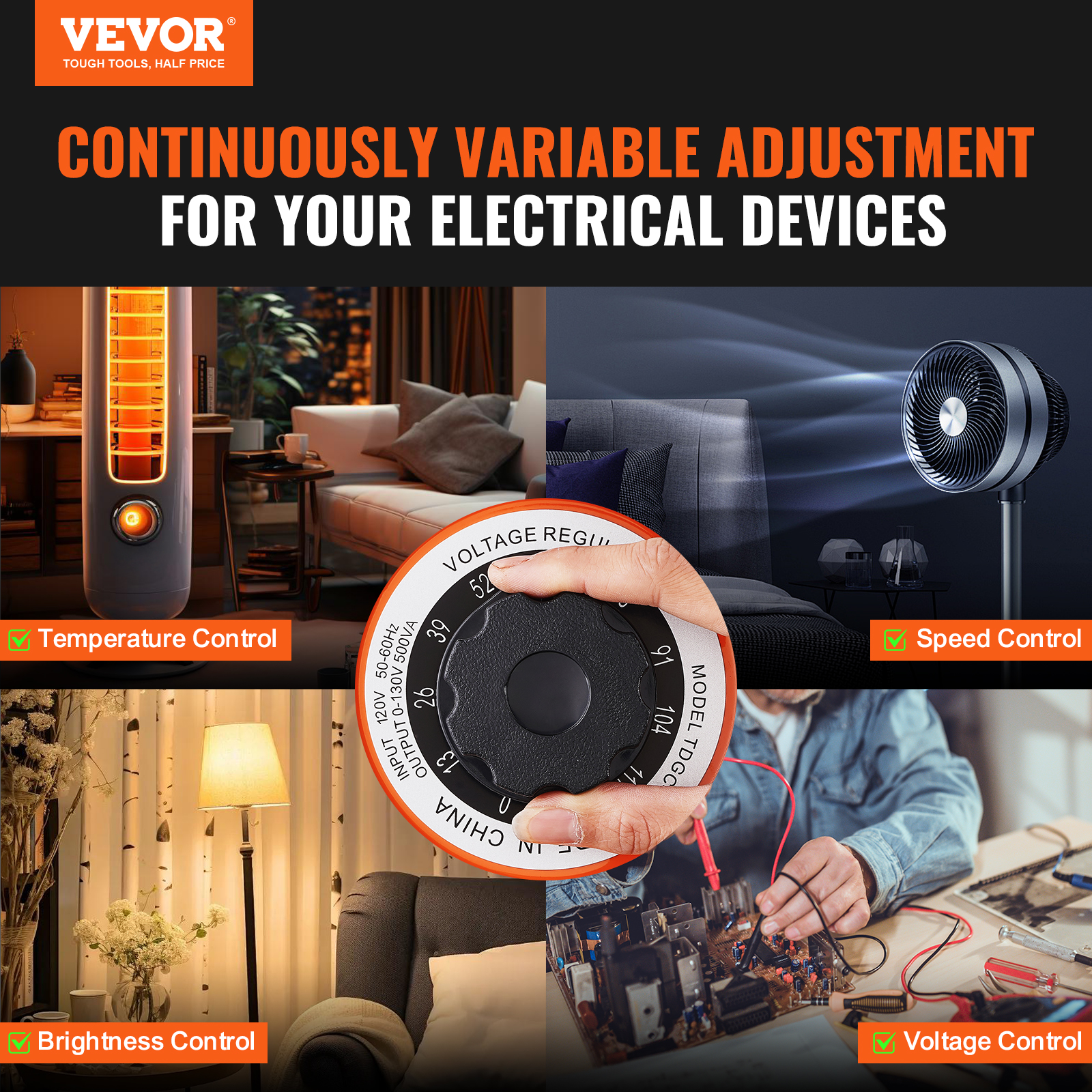 2000/1000/500VA Variable Voltage Transformer 15.3/7.69/3.84A 0-130V - Picture 52 of 74