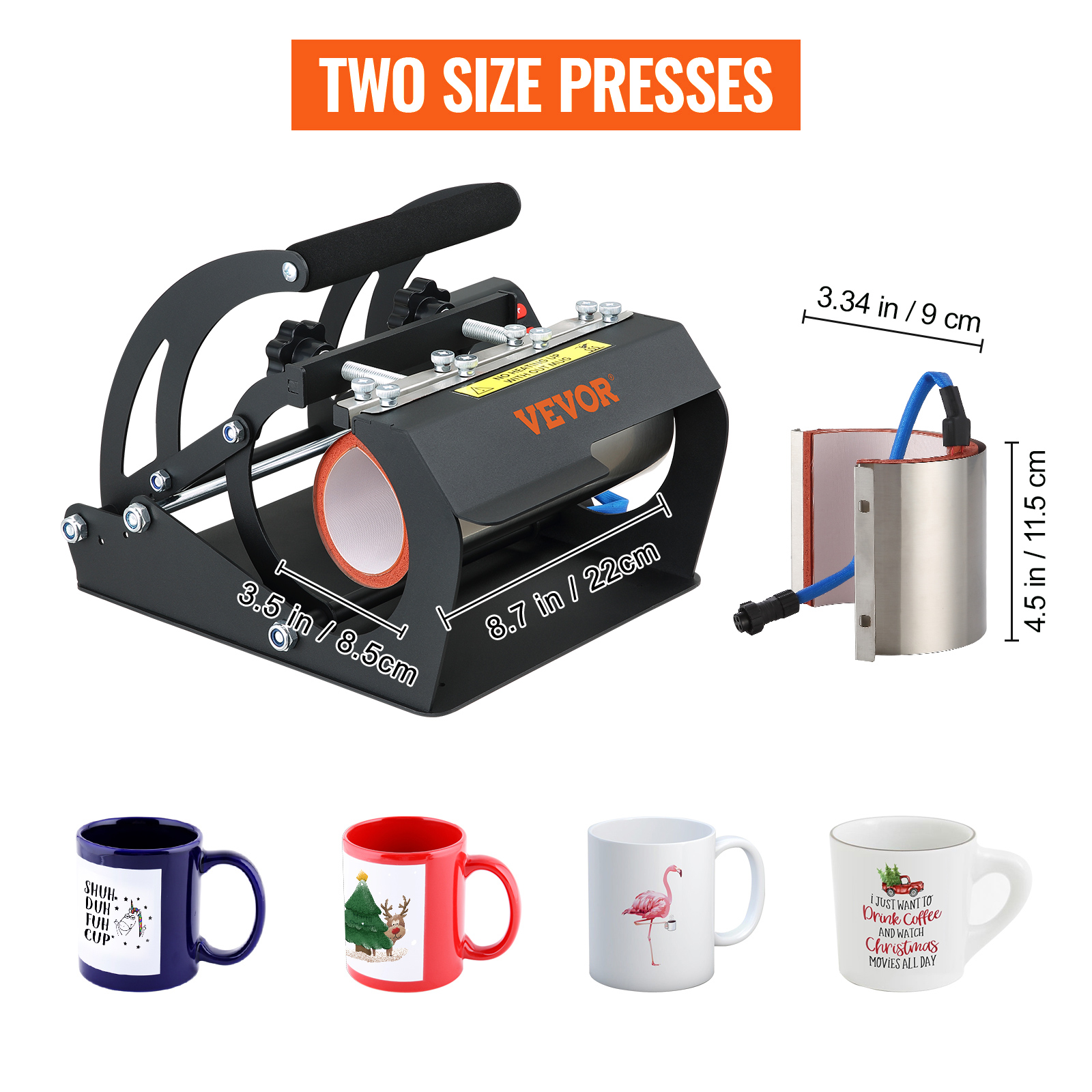 VEVOR Mug Heat Press 1300W Mug Press Black Heat Press Bottle Multifunctional Cup Mug Sublimation Heat Press Machine Mug Press F