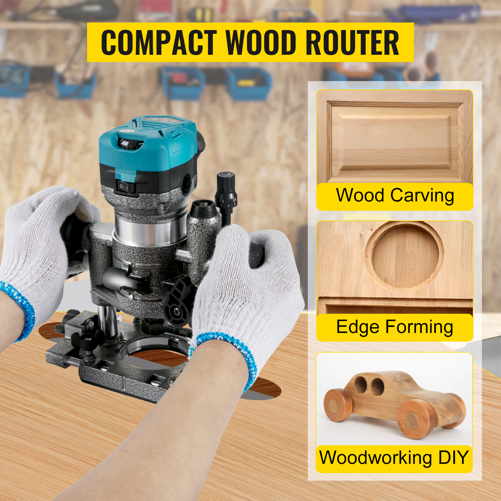 Enrutadores para carpintería, cortador de mano eléctrico herramienta de  enrutador de madera aleación de aluminio 800W/30000RPM Laminado de madera