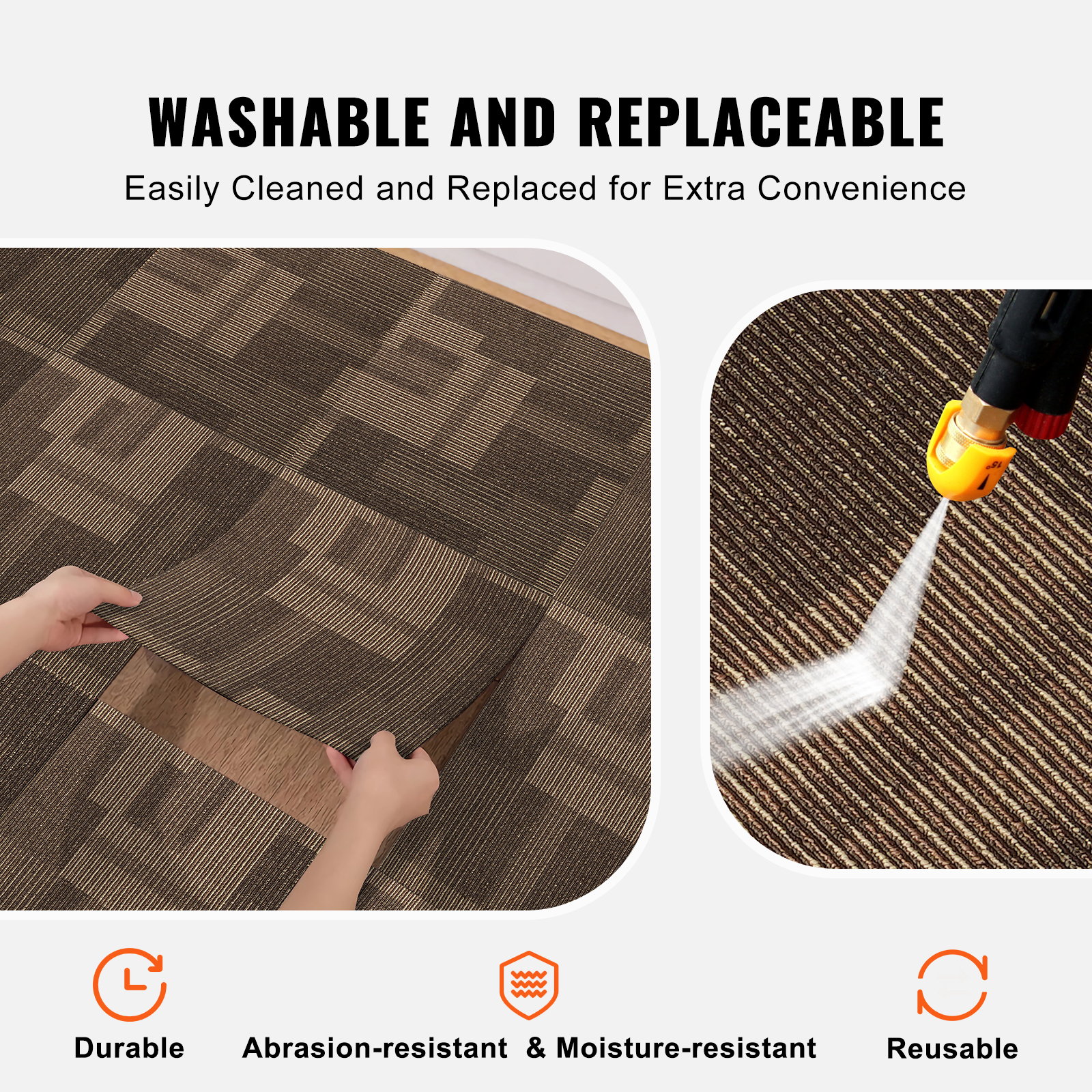 VEVOR Carpet Tile Floor 12/16/20/24 pcs Squares w/Padding Attached 20x20/24x24in - Picture 56 of 62