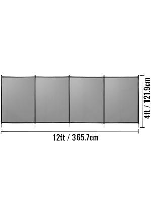 VEVOR 4 részes medencekerítés, gyerekbiztos, 121,9 x 365,7 cm, gyermekvédelmi kerítés, 1000D PVC háló, rozsdamentes acél talpcsövek és alumínium rudak, medencevédő kerítés, vízbefulladás elleni tókerítés medence tavakhoz