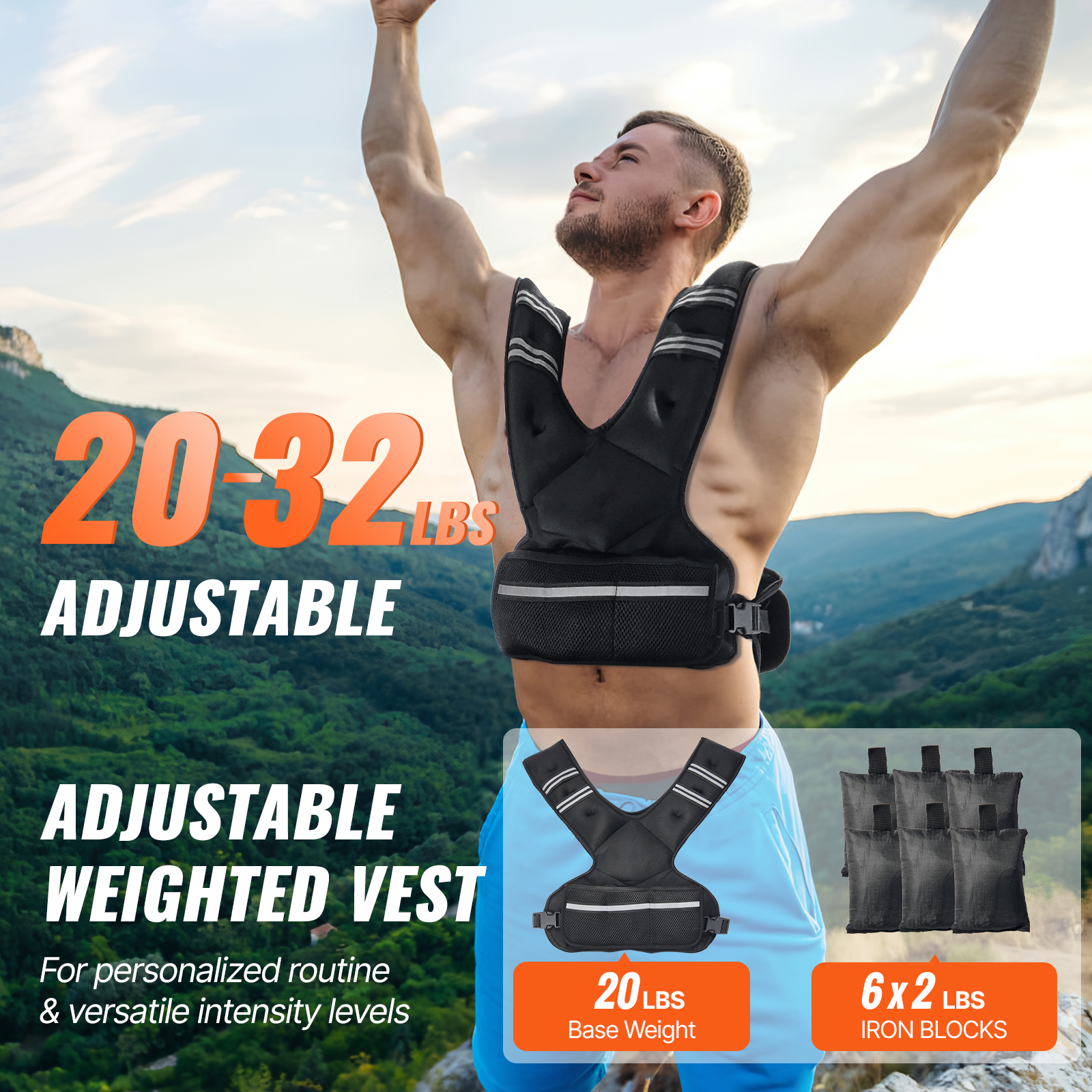 Adjustable Weighted Vest Woman Men, 6 12lb/12 18lb/20 32lb Weight