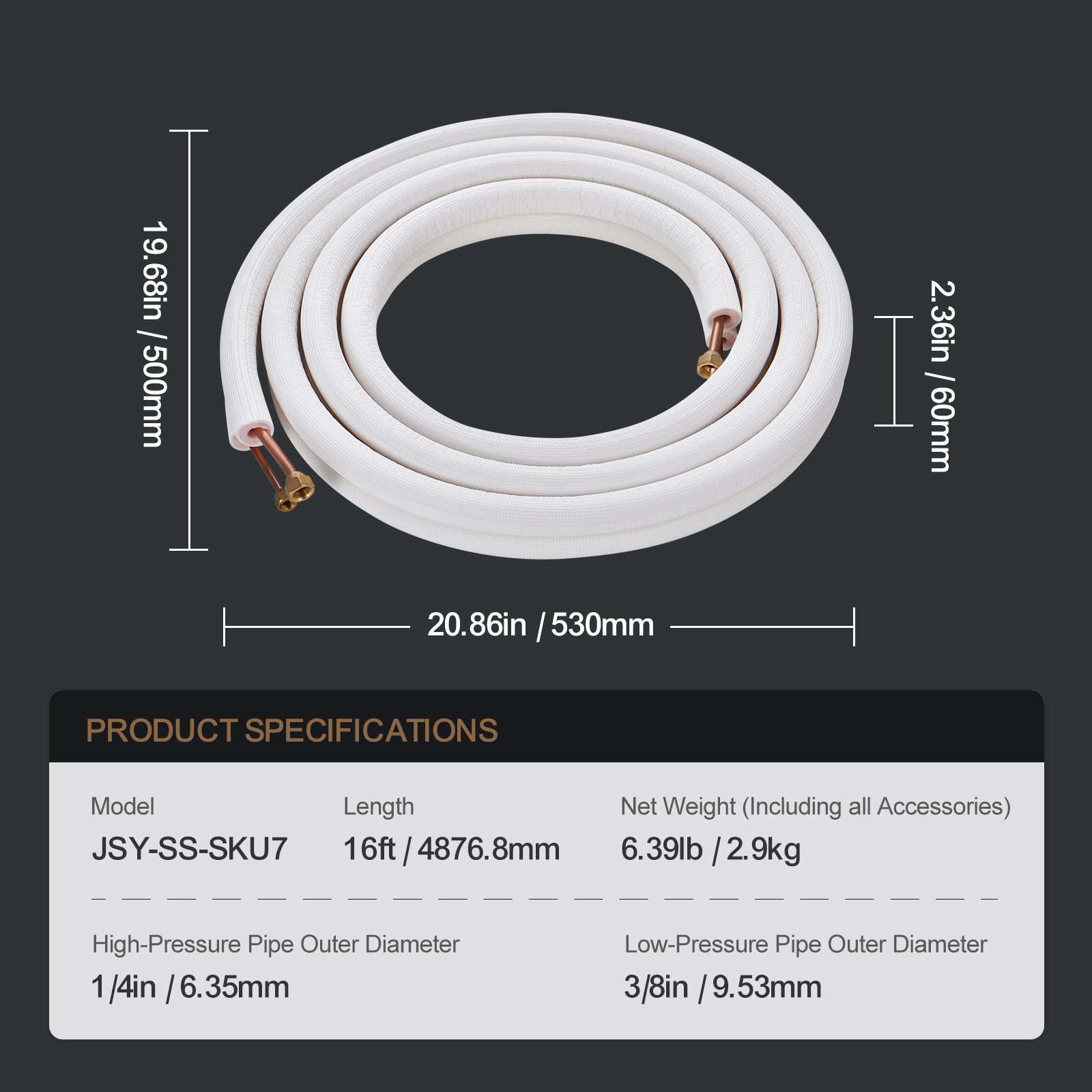 Mini Split Ductless Line Set Insulated Kit Copper Tubing AC 16/25/50ft - Picture 19 of 123