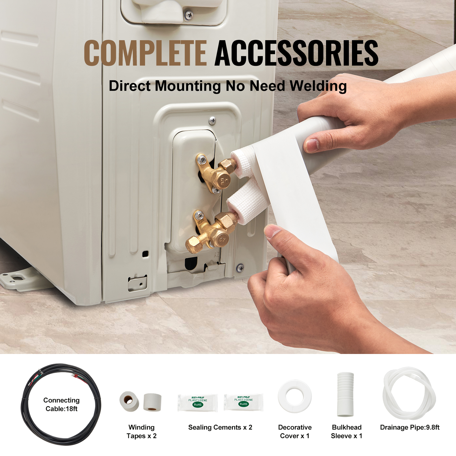 Mini Split Ductless Line Set Insulated Kit Copper Tubing AC 16/25/50ft - Picture 117 of 123