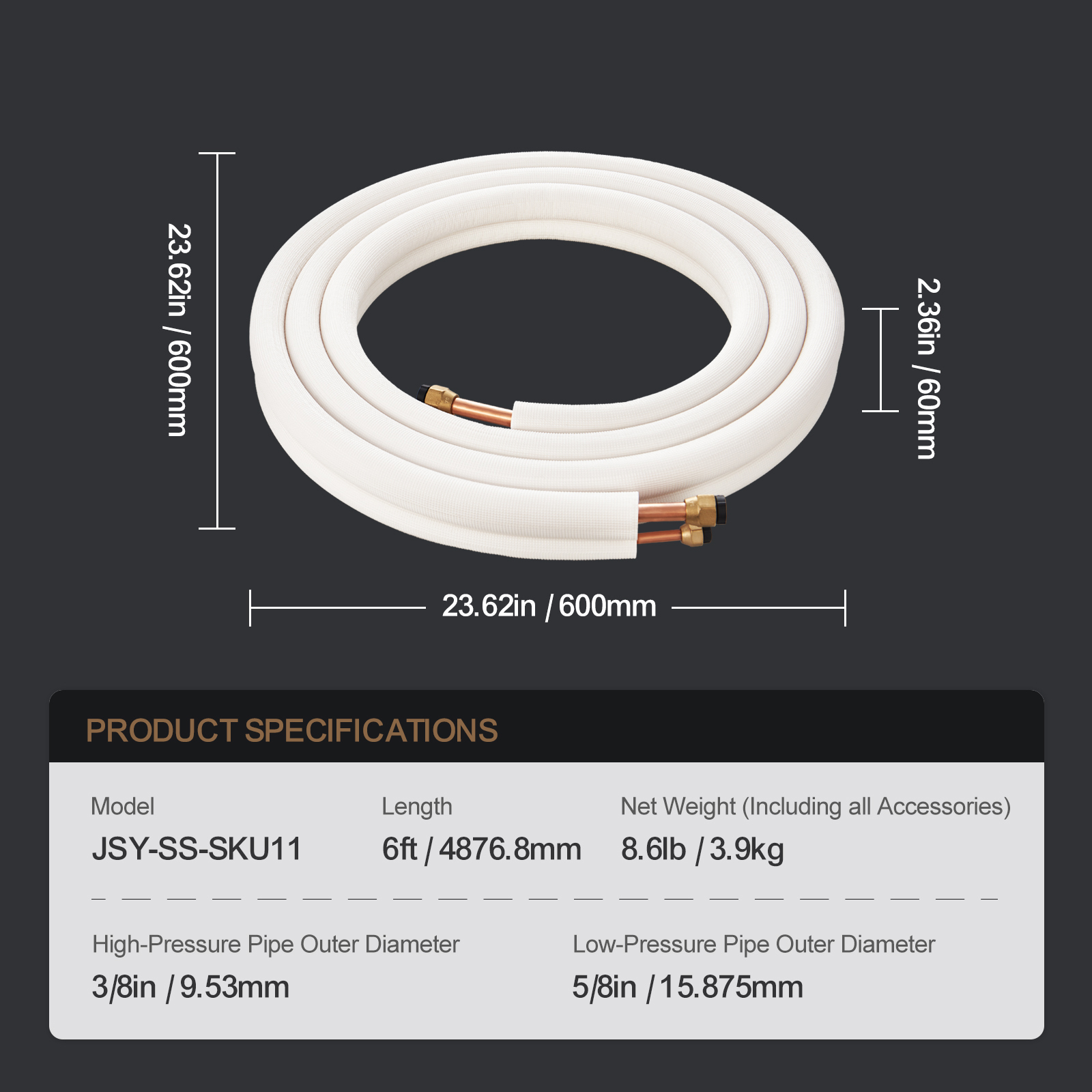 Mini Split Ductless Line Set Insulated Kit Copper Tubing AC 16/25/50ft - Picture 118 of 123