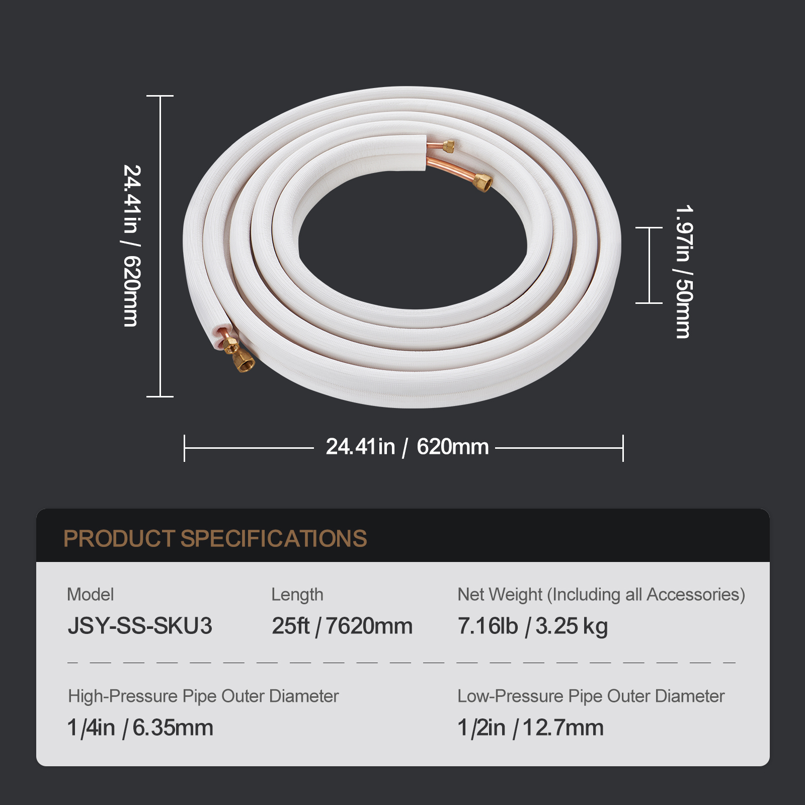 Mini Split Ductless Line Set Insulated Kit Copper Tubing AC 16/25/50ft - Picture 63 of 123