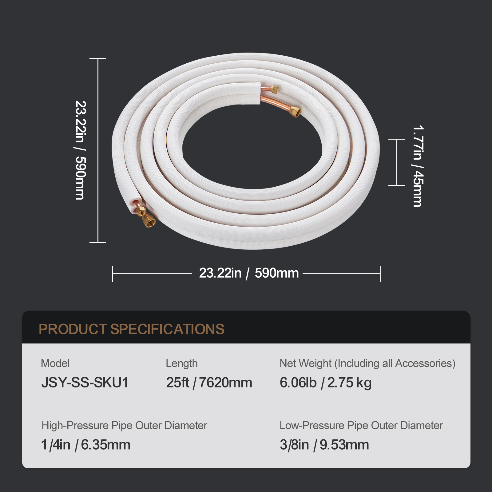 Mini Split Ductless Line Set Insulated Kit Copper Tubing AC 16/25/50ft - Picture 52 of 123