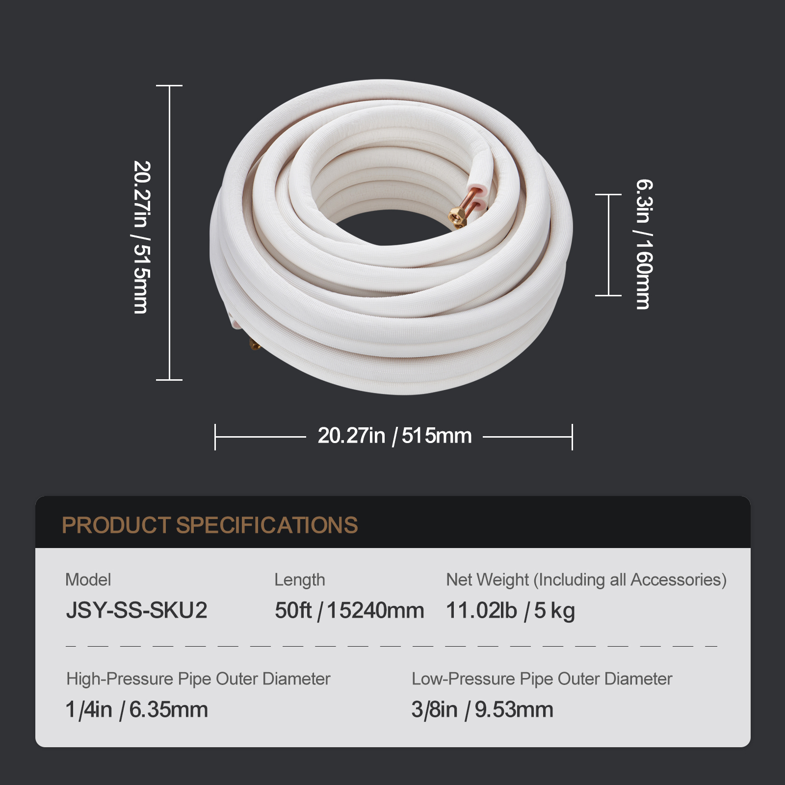 Mini Split Ductless Line Set Insulated Kit Copper Tubing AC 16/25/50ft - Picture 74 of 123