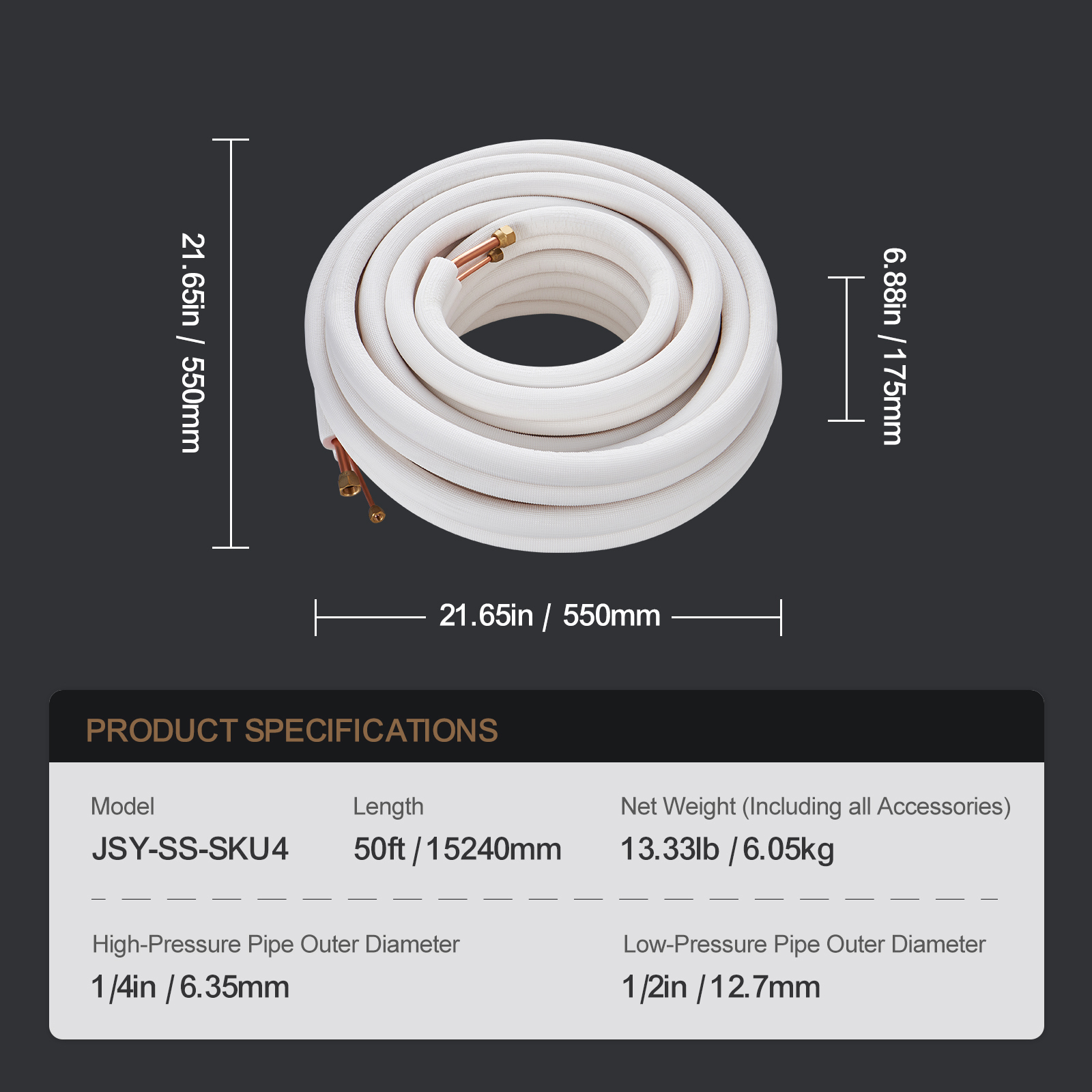 Mini Split Ductless Line Set Insulated Kit Copper Tubing AC 16/25/50ft - Picture 41 of 123