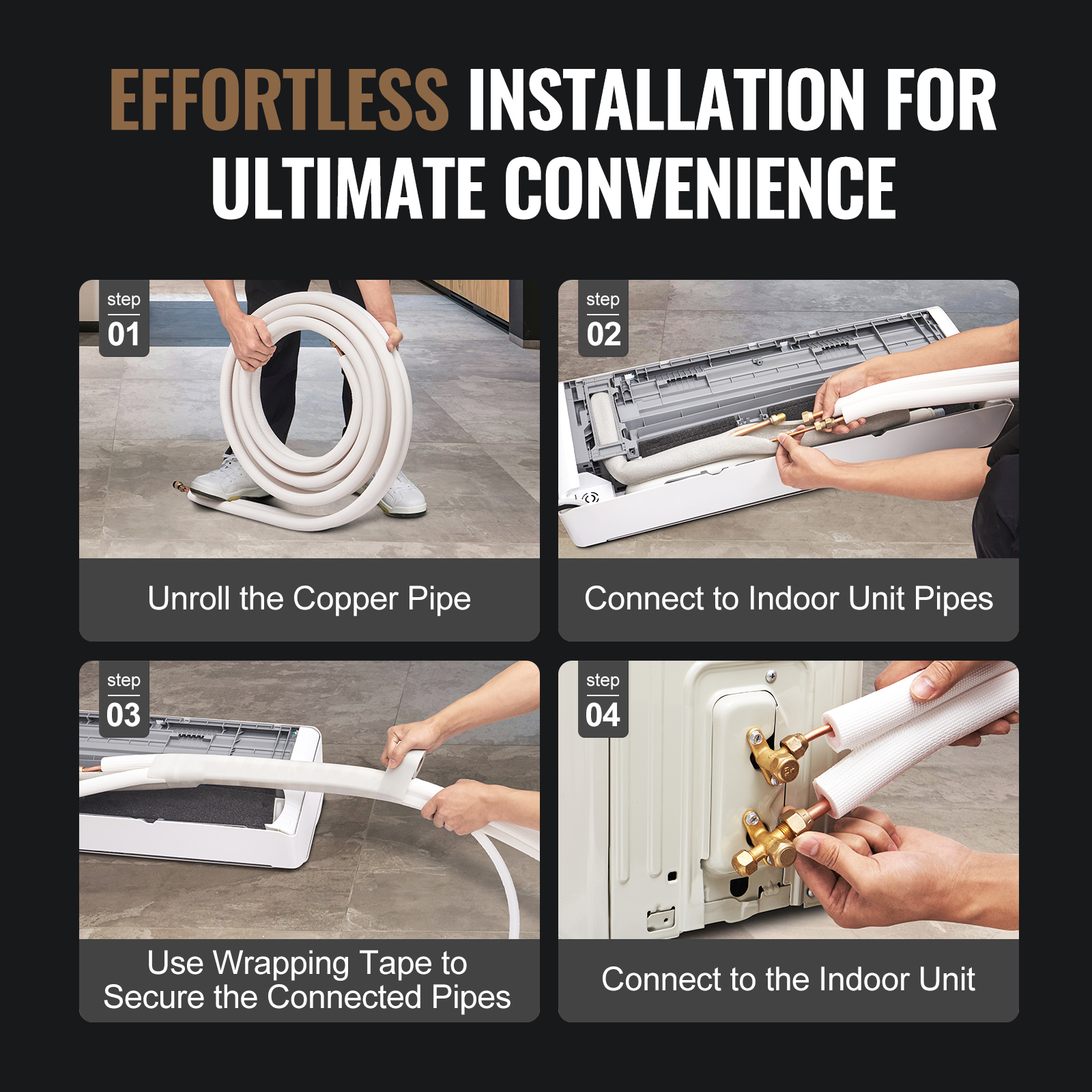 Mini Split Ductless Line Set Insulated Kit Copper Tubing AC 16/25/50ft - Picture 84 of 123