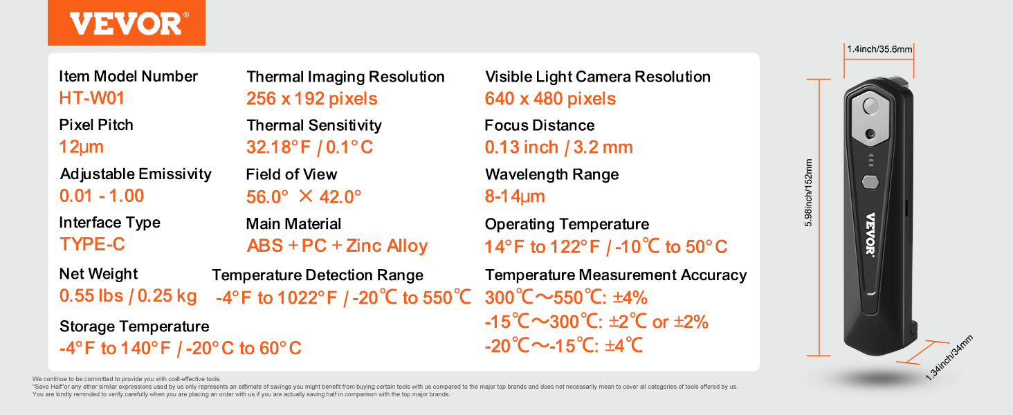 Thermal Imaging Camera,256 x 192 IR Resolution,25Hz Refresh Rate