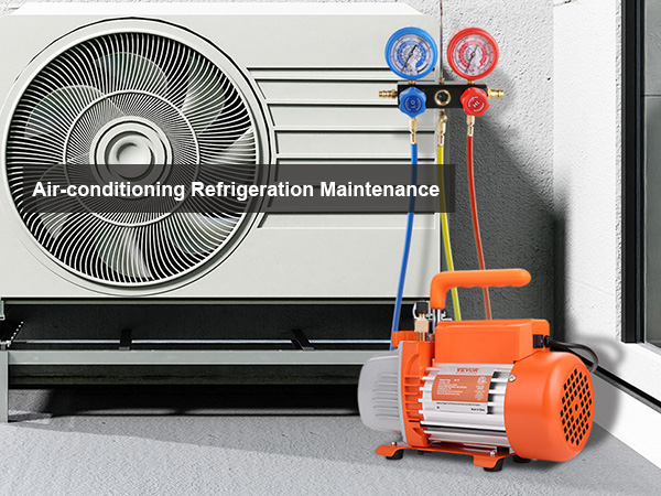 Combo 3.5cfm 1/4hp Air HVAC Vacuum Pump Kit &amp; A/C Manifold Gauge Set With Case E