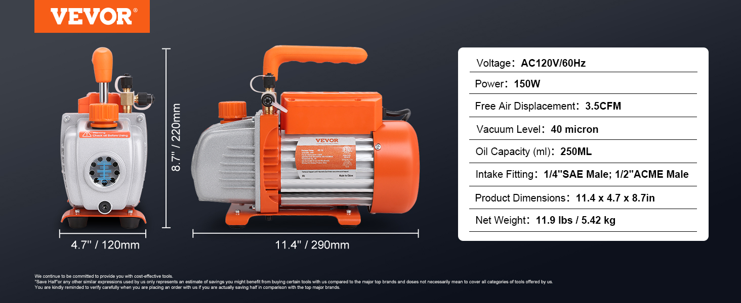 Vacuum Pump,3.5 CFM,Air Conditioning