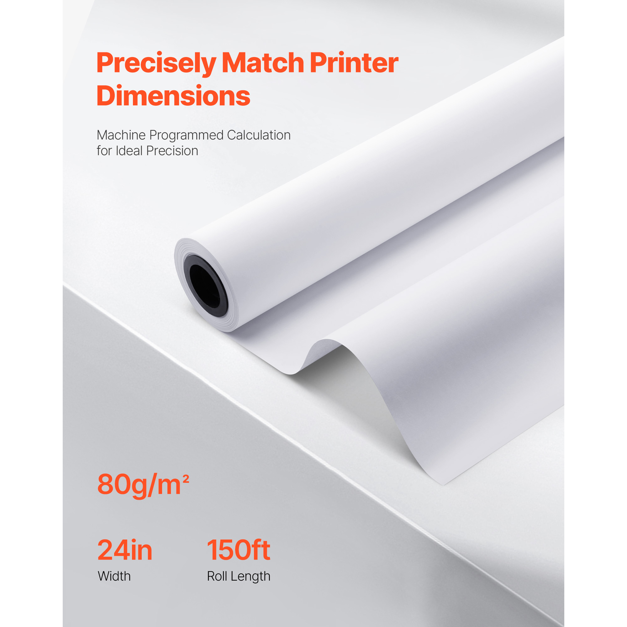 Uimoso Wide Format Plotter Paper Rolls for CAD, 2/8/20 Rolls, 150/300/500 ft