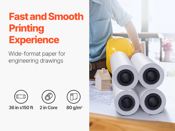 Paper Roll VEVOR 36 In X 150 Ft - Wide Format Paper A100 1.4 M 