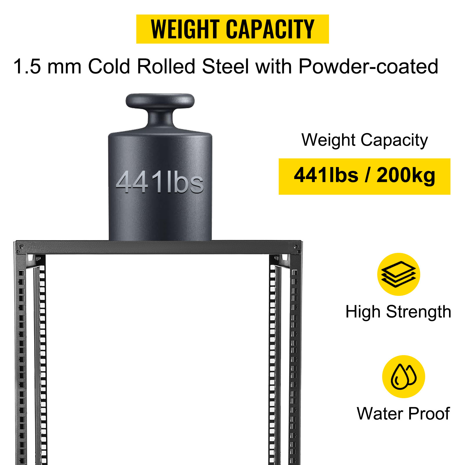 VEVOR 18U 19" Open Frame Rack, 4Post IT Server Rack, Server/Audio