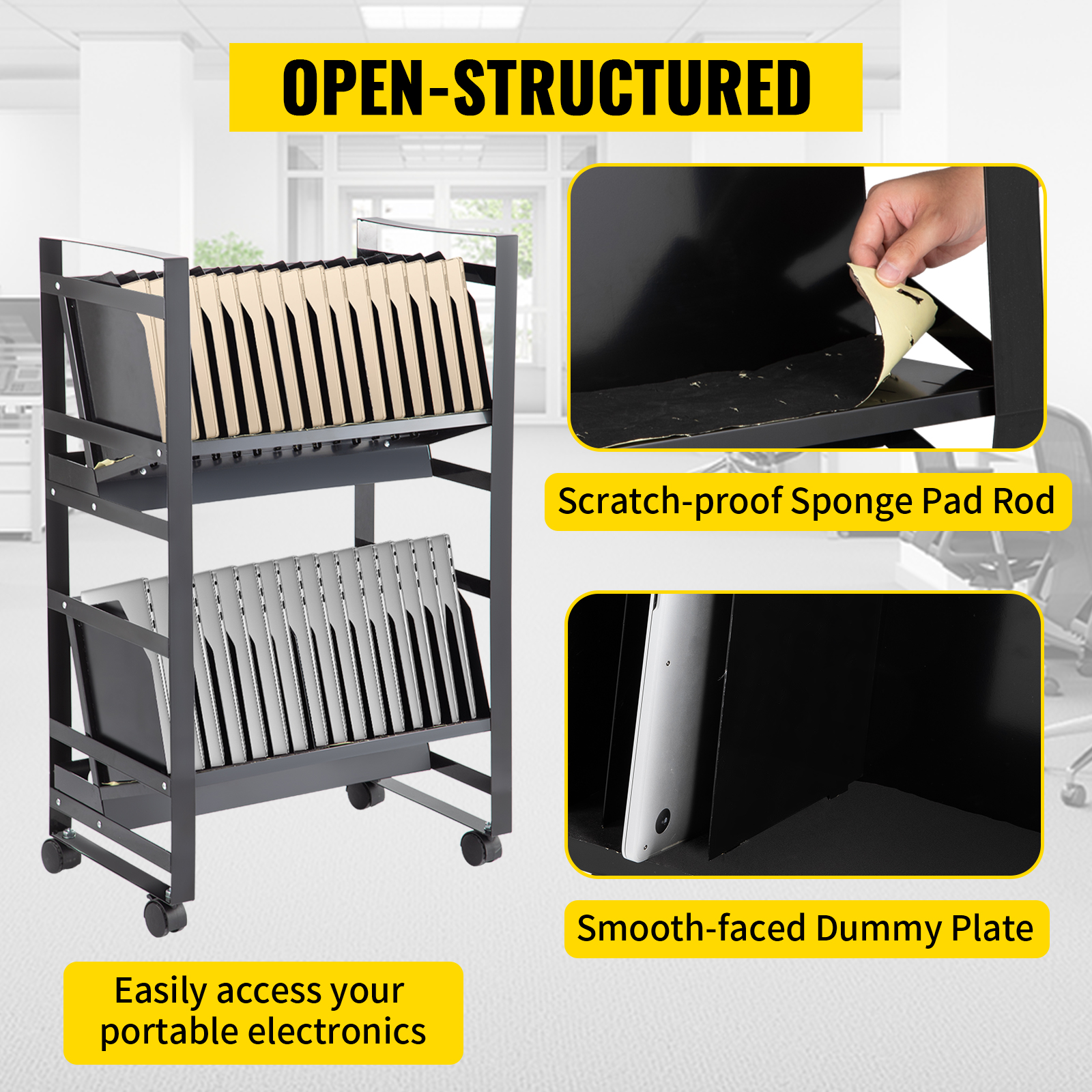 thumbnail image 2 of Mobile Laptop Charging Cart For Classroom & Office - Holds 32 Devices Up To 15.6", Locking Wheels, Surge Protected 2 of 9