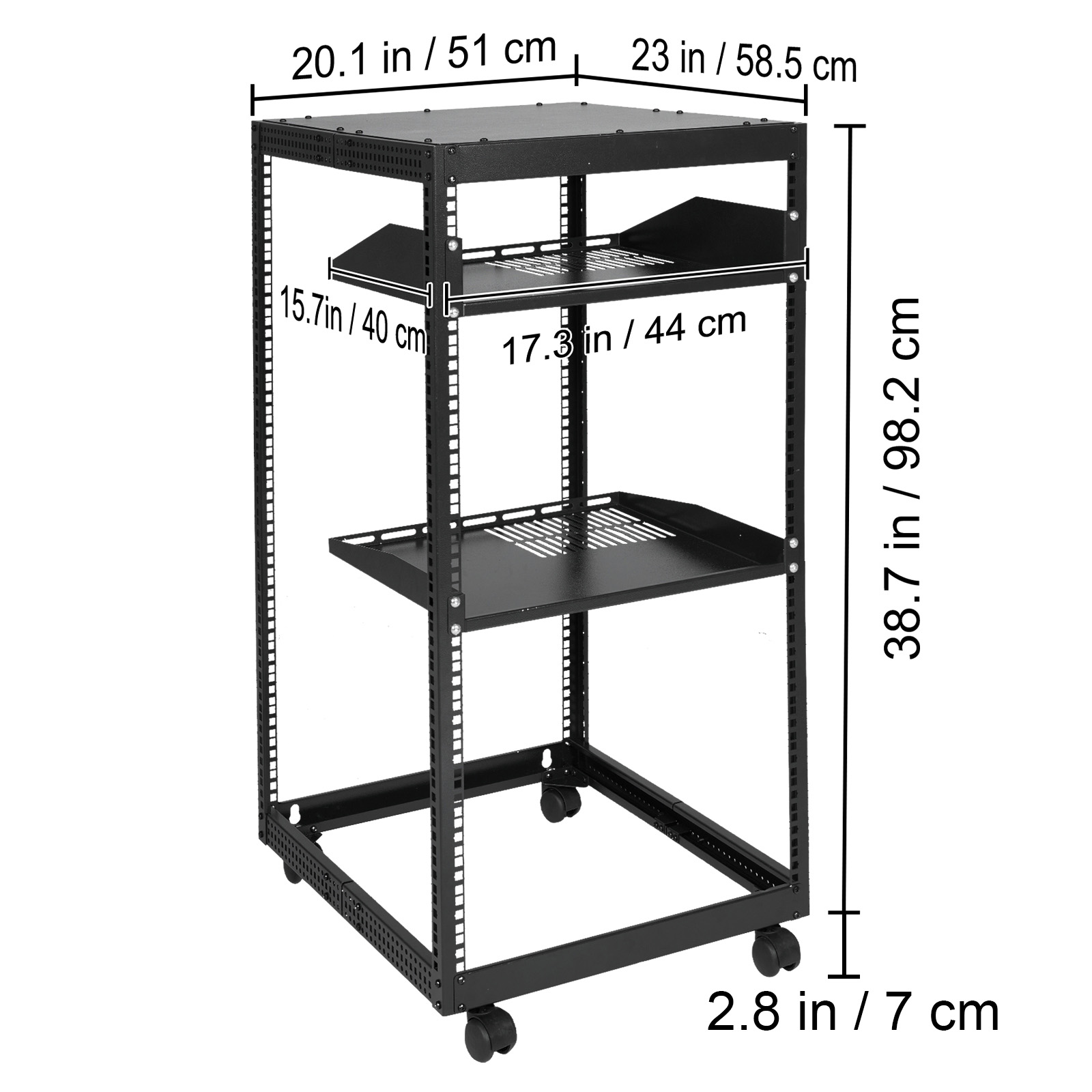 VEVOR 20U Open Frame Server Rack, 15''-40'' Adjustable Depth, Free ...