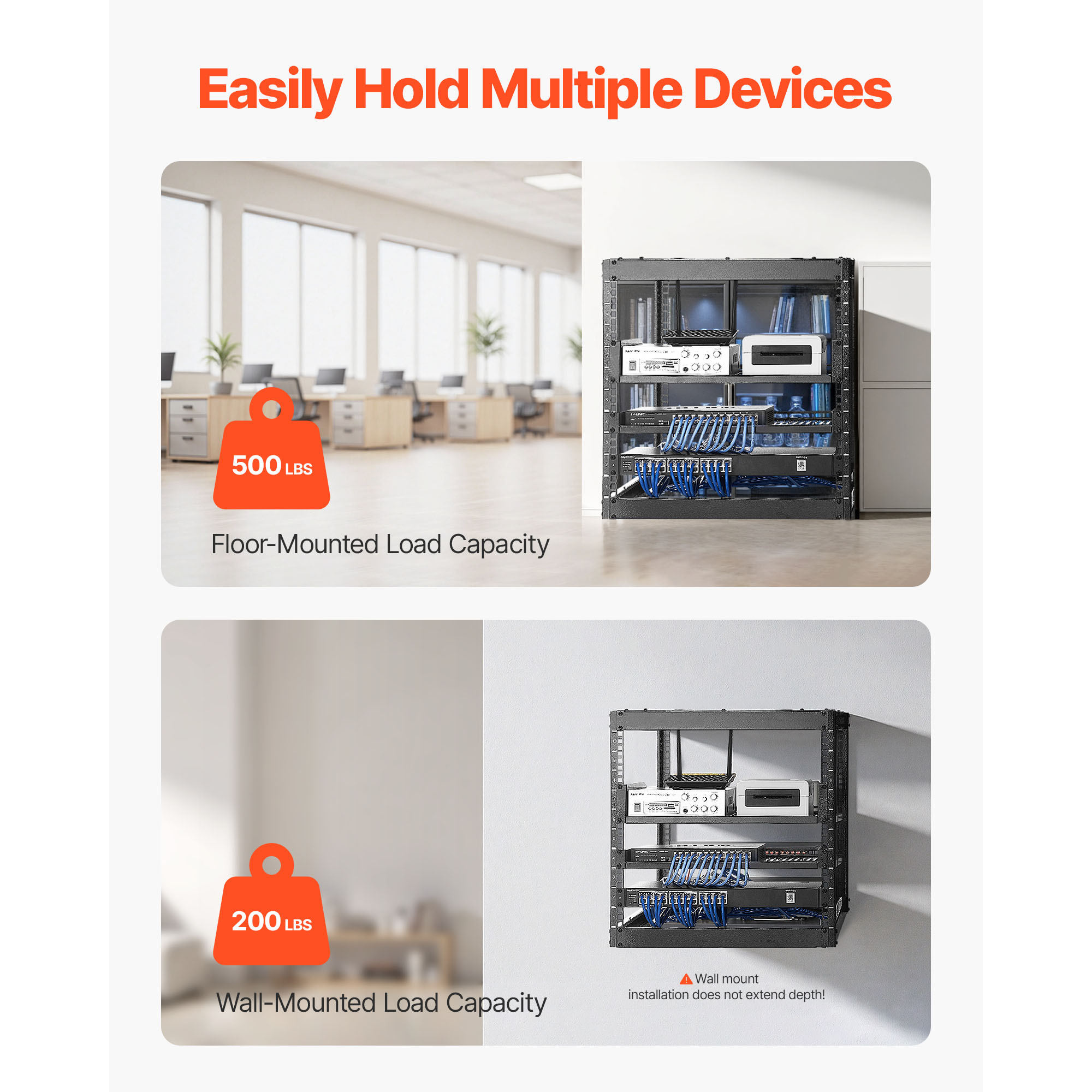 Mophorn 10U Open Frame Network Rack, 23-inch Depth, Wall or Floor Mount ...