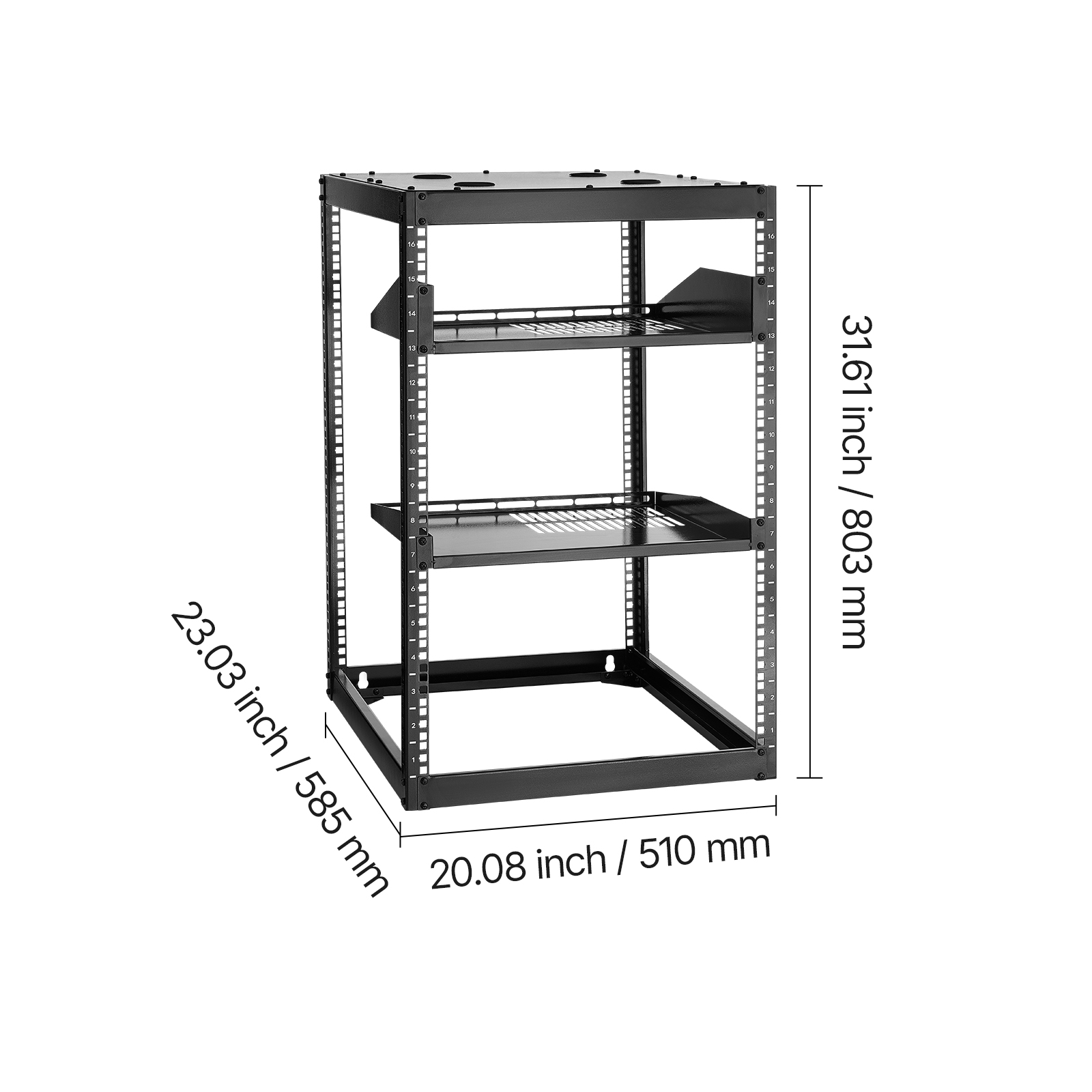 Accessoire réseau Vevor Rack Serveur Réseau Cadre Ouvert Mural 16U ...