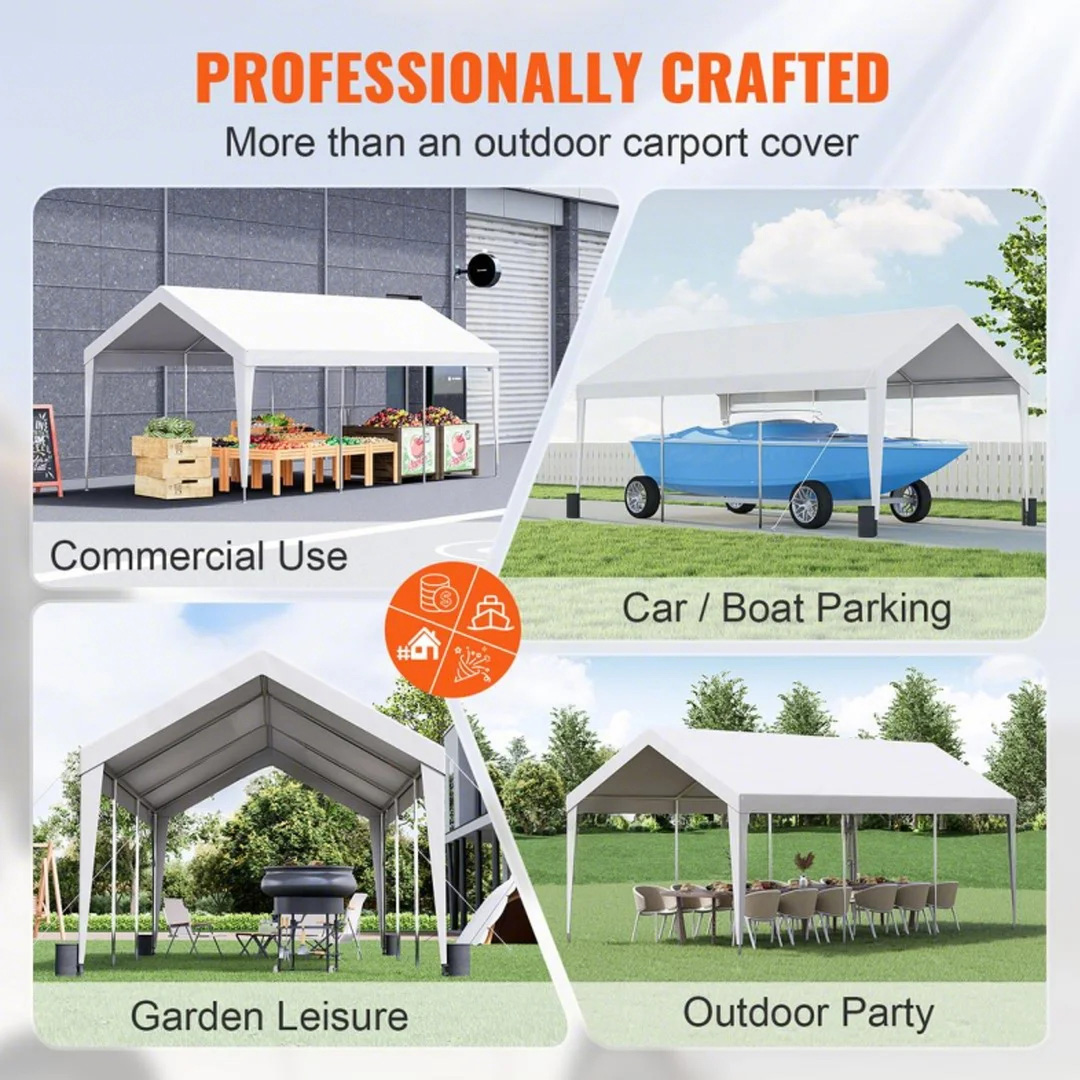 Carport Car Canopy Garage Shelter Tent 10/12x20FT 8 Legs Sidewalls&Windows - Picture 61 of 67