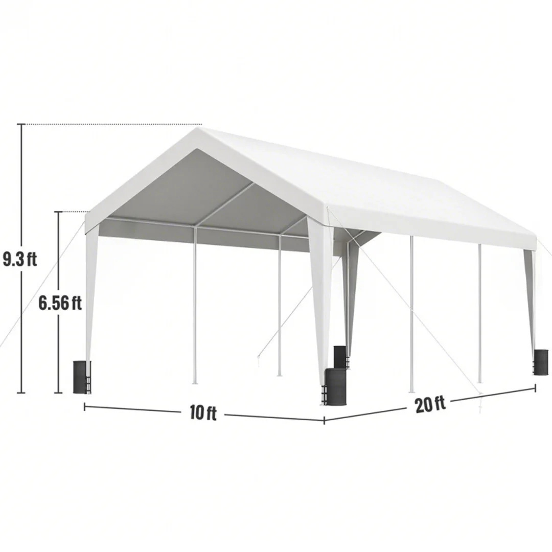 Carport Car Canopy Garage Shelter Tent 10/12x20FT 8 Legs Sidewalls&Windows - Picture 64 of 67