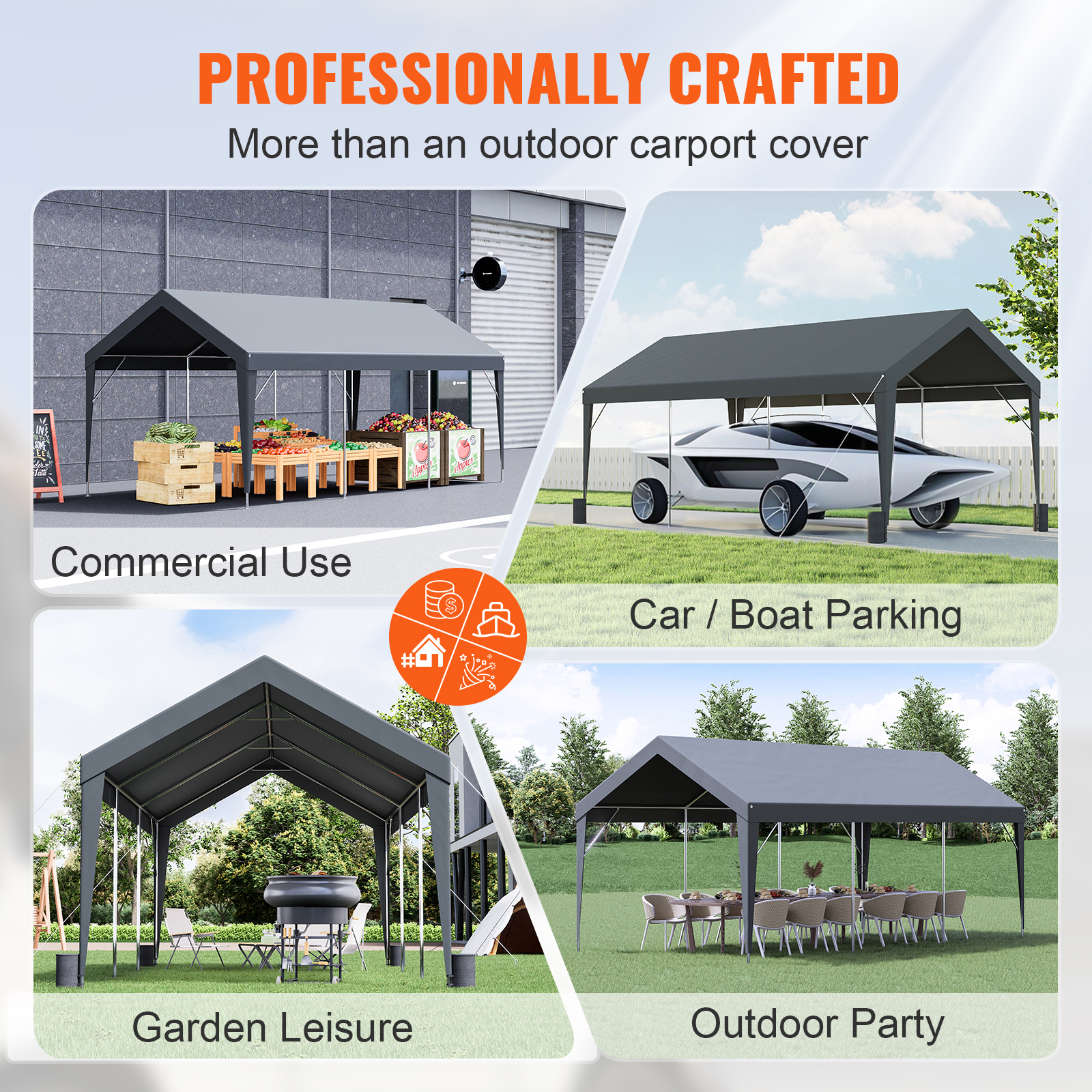 Carport Car Canopy Garage Shelter Tent 10/12x20FT 8 Legs Sidewalls&Windows - Picture 50 of 67
