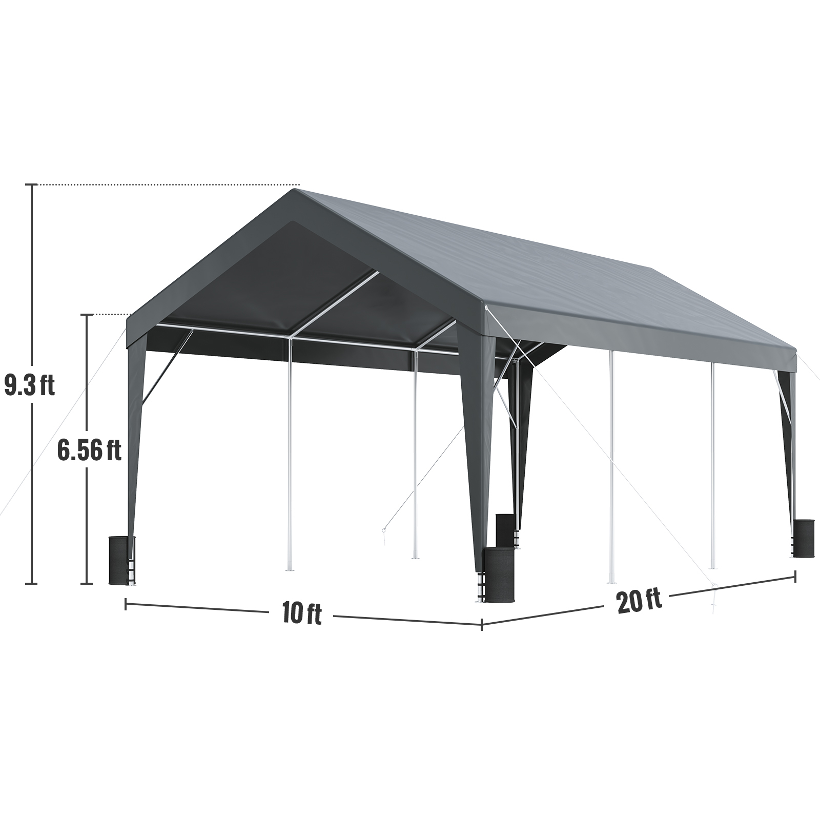 Carport Car Canopy Garage Shelter Tent 10/12x20FT 8 Legs Sidewalls&Windows - Picture 53 of 67