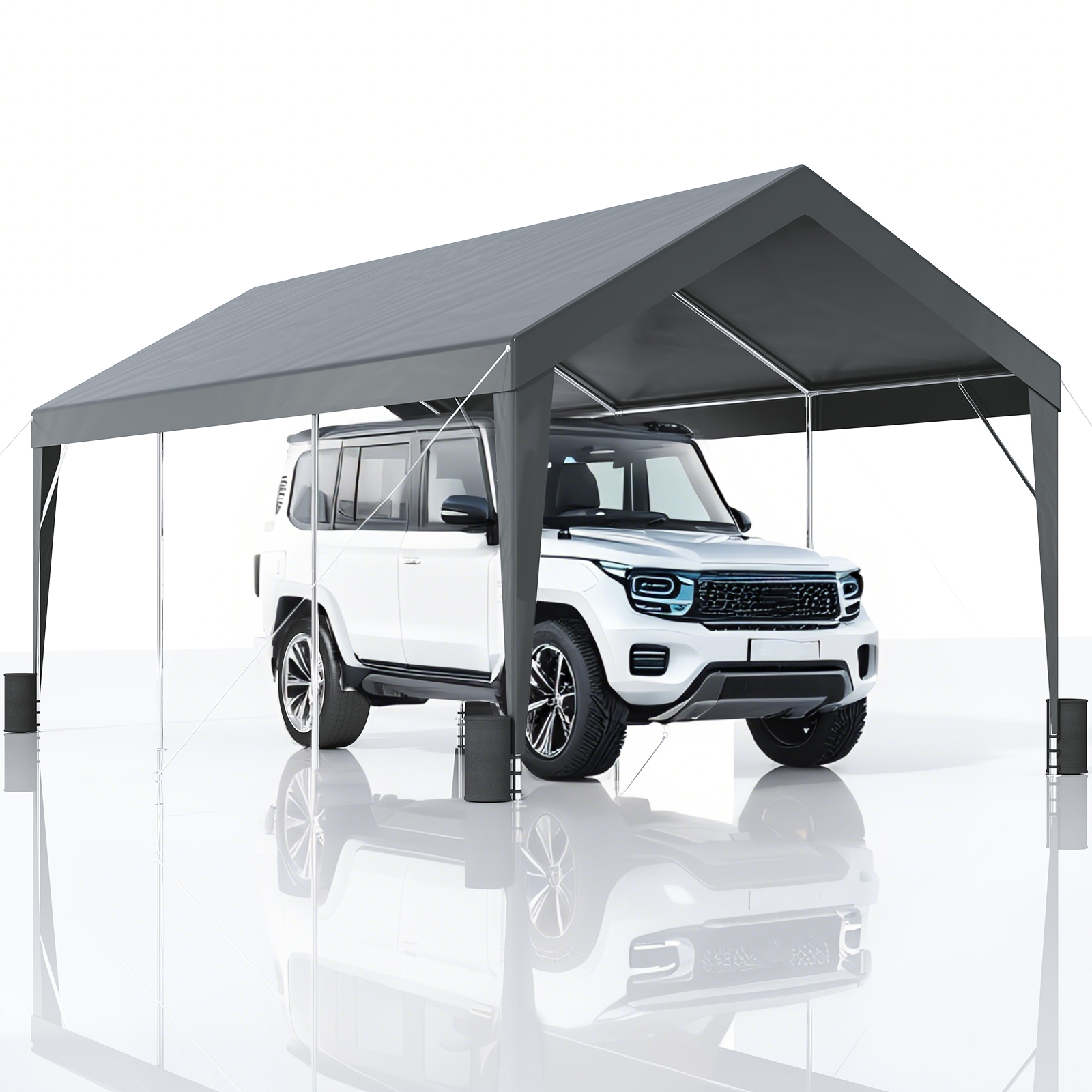 Carport Car Canopy Garage Shelter Tent 10/12x20FT 8 Legs Sidewalls&Windows - Picture 46 of 67