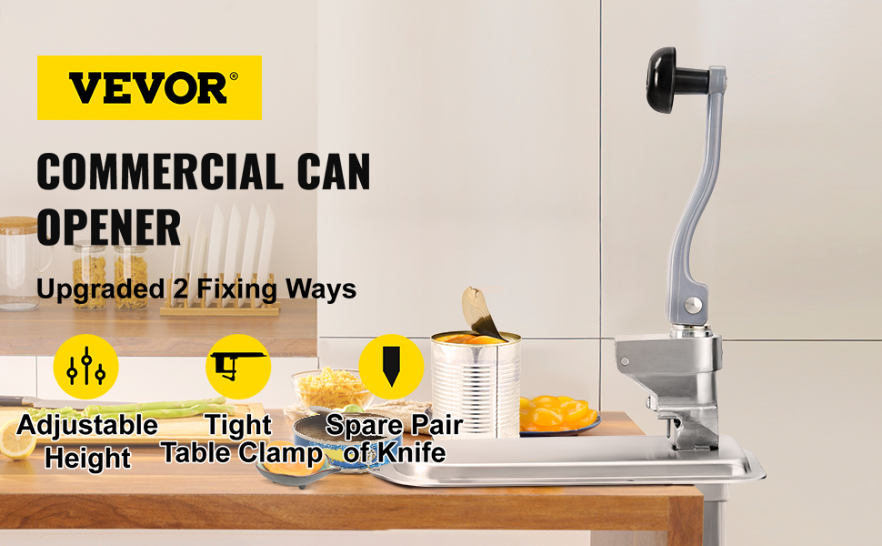 Commercial Can Opener, Manual Can Opener Home Food Big Can Opener Table  Mount for Commercial Restaurant Kitchen