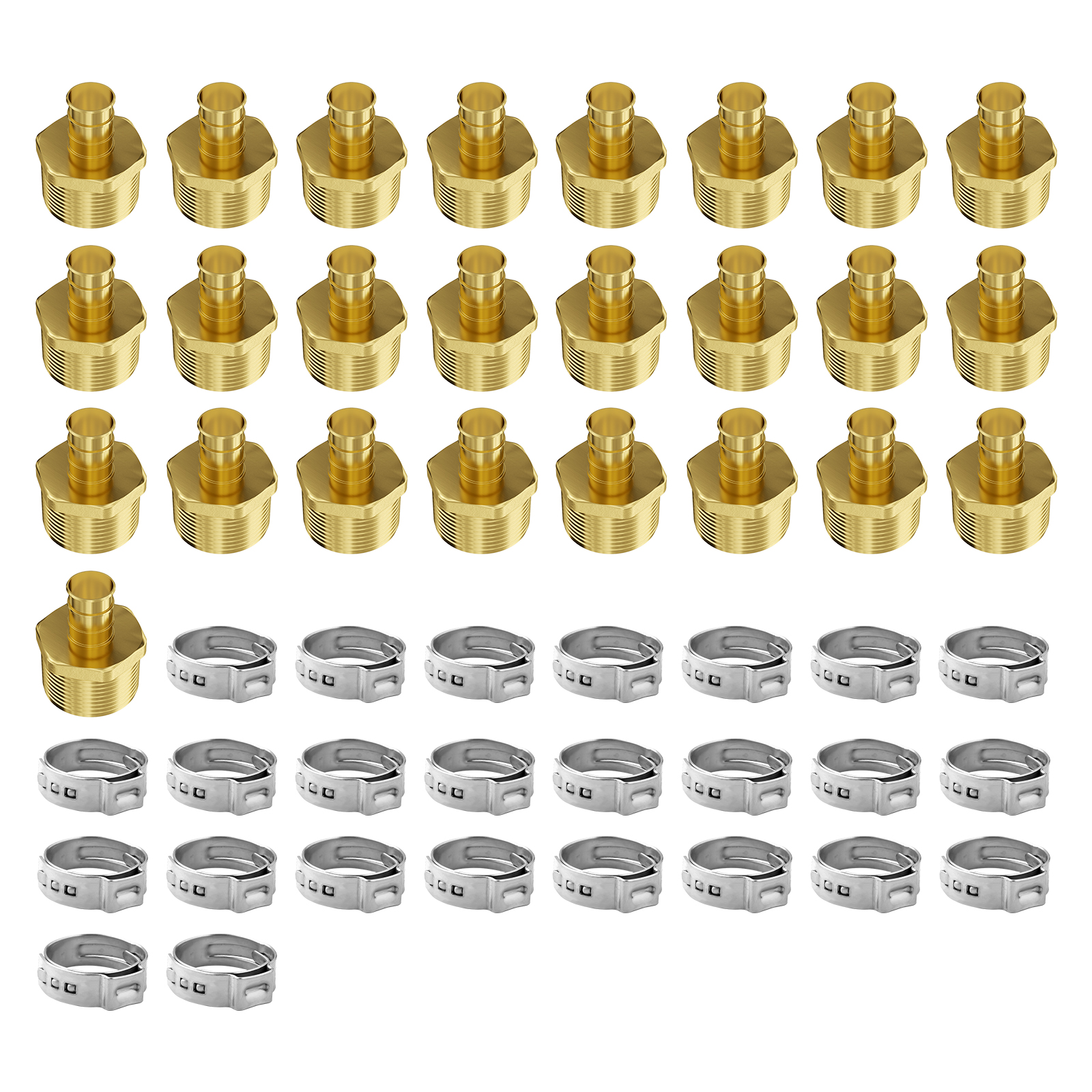 VEVOR 1/2″-3/4″ 12 to 25pcs Pex Brass Fittings Straight/Elbow/Tees/NPT Thread