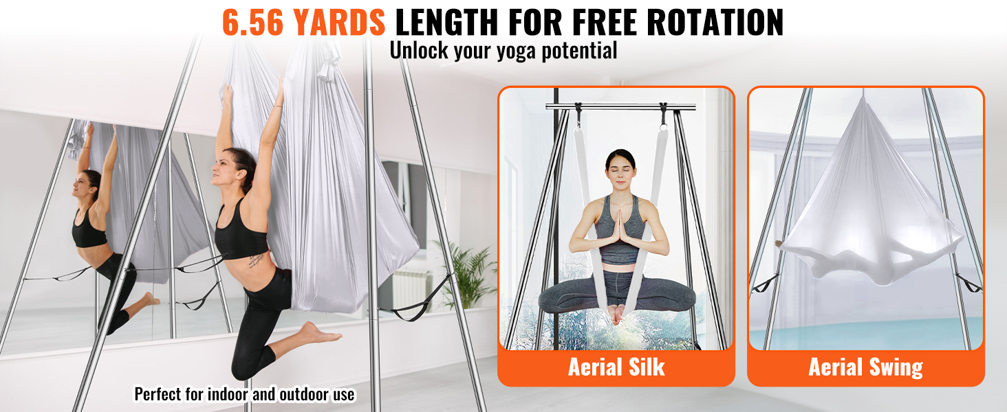 VEVOR Aerial Yoga Frame & Yoga Hammock, 9.67 ft Height Professional Yoga  Swing Stand Comes with 6.6 Yards Aerial Hammock, Max 551.15 lbs Load  Capacity