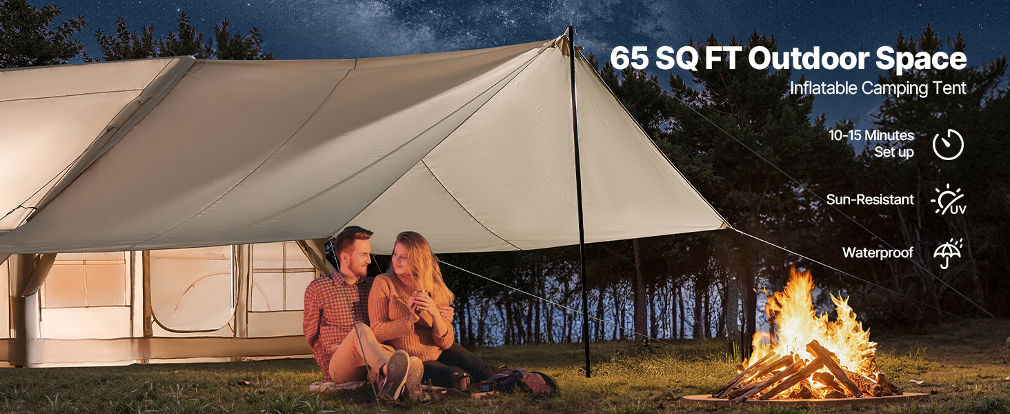 Aufblasbares Zelt 3-5 Personen Glamping Zelt mit Pumpe Baldachin 3x2x2m |  eBay
