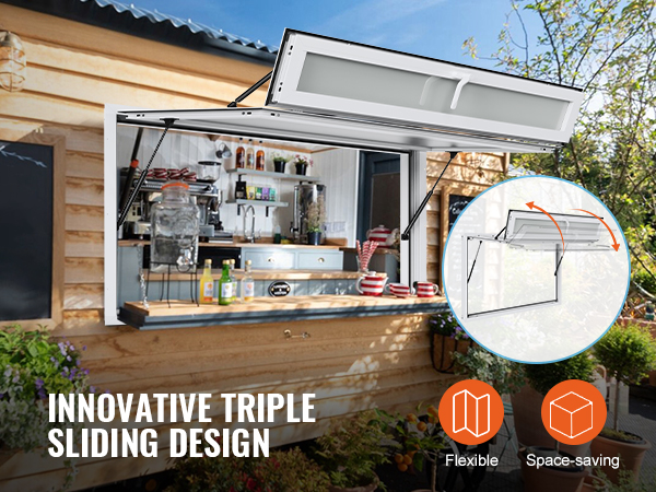 thumbnail image 2 of Food Trailer Window VEVOR Concession Window 36x36, Aluminum Alloy Food Truck Service Window With Awning Door & Drag Hook, Up To 85 Degrees Stand Serving 36 X 36 Food Truck Window 2 of 11