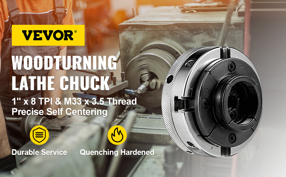 VEVOR Lathe Chuck 4inch “C” Series Chuck Selfcentering Lathe Chuck