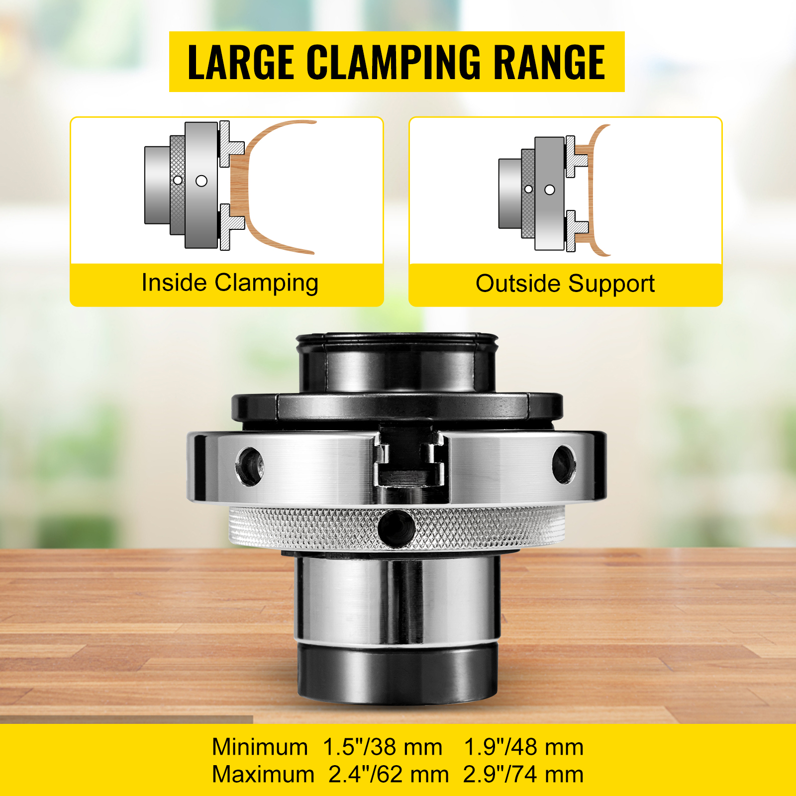 VEVOR Lathe Chuck, 4inch Nova Chuck Self-centering Independent 4 Jaws Mini Wood Bowl Chuck Steel Accessories for Woodworking