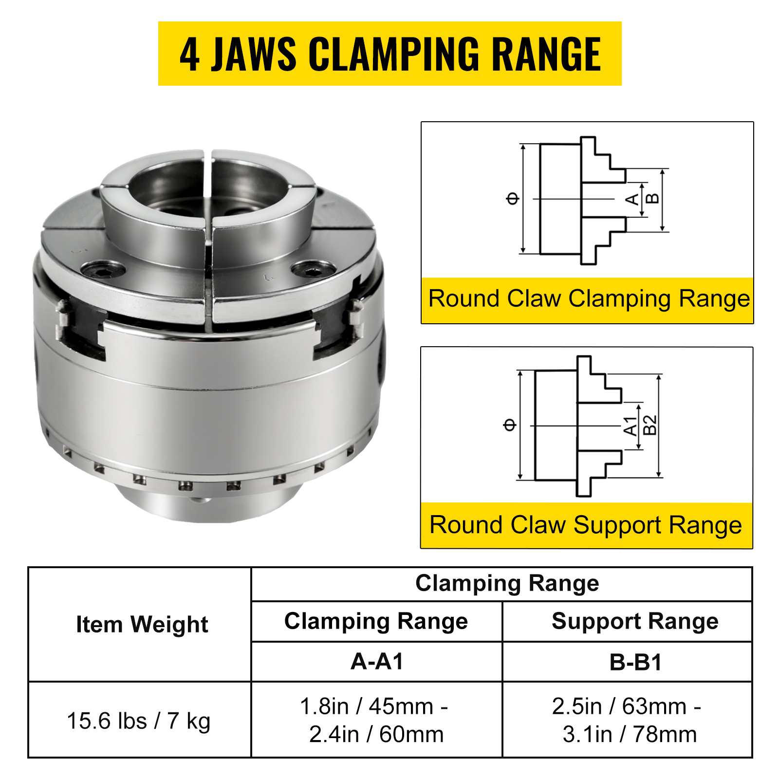 Mandrino per tornio in legno da 4 100mm filettatura autocentrante a 4  griffe M33 1 M18 accessori per utensili per tornitura del legno per hobby  di DIYer per la lavorazione del legno