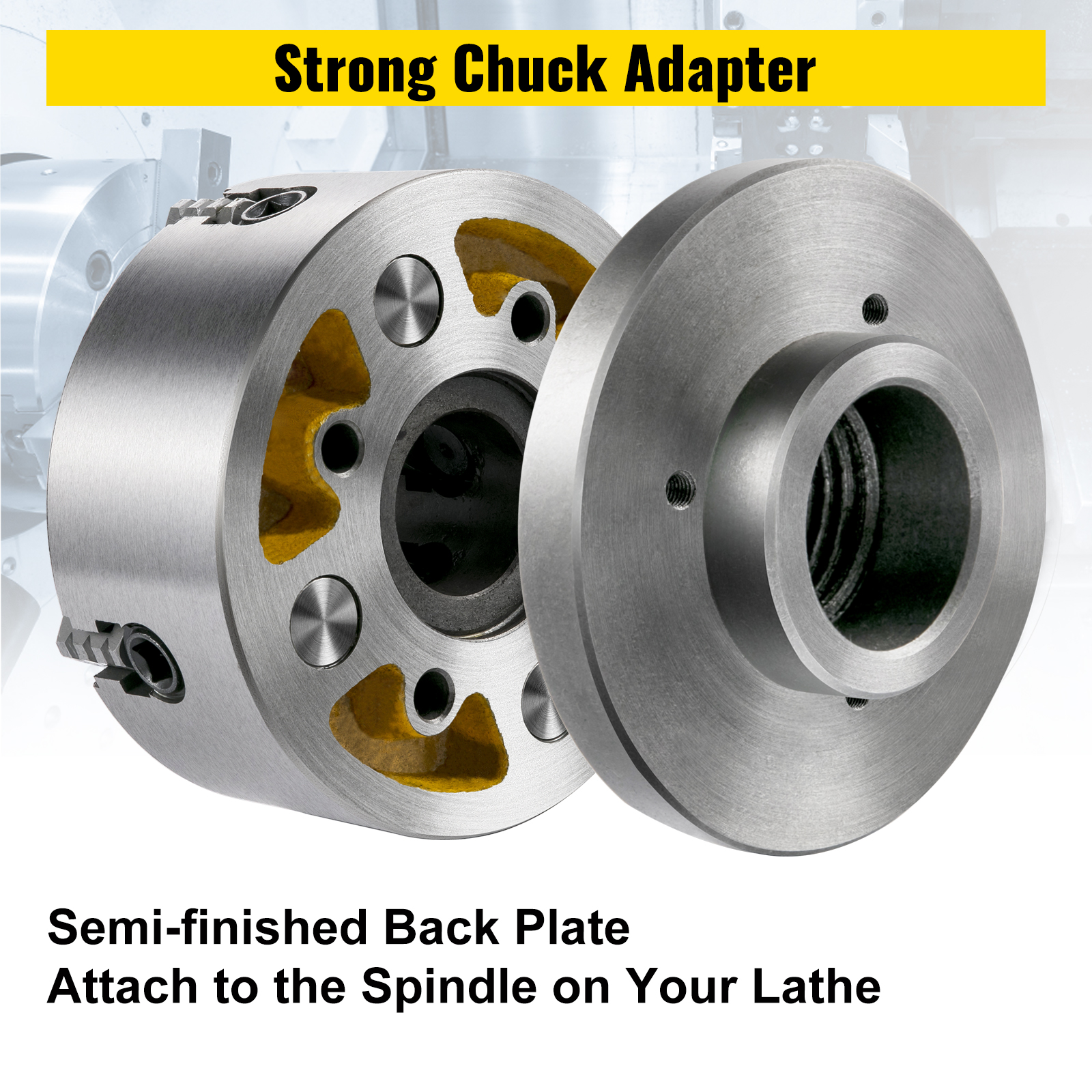Vevor K72 Metal Lathe Chuck 4 Jaw Lathe Chuck 6" W 21/48 Adapter Semifinished VEVOR EU
